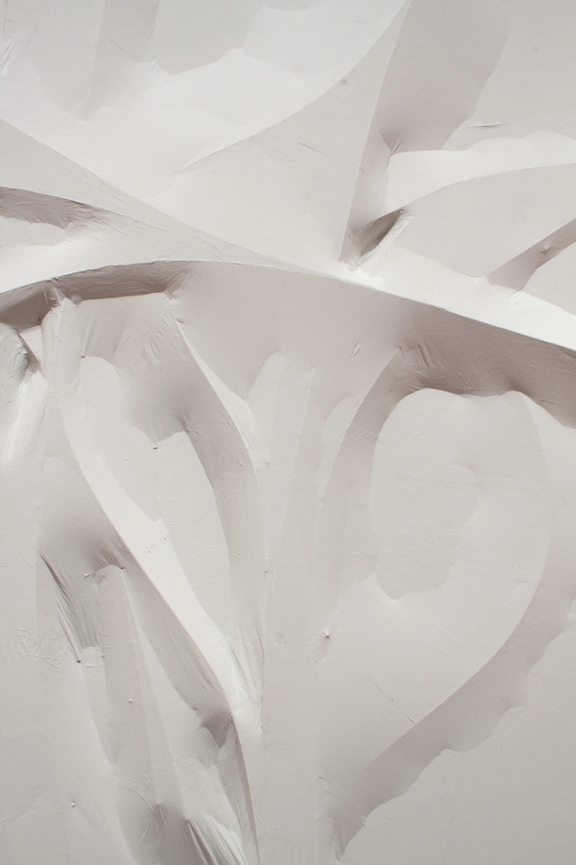 Detail Untitled (white forms) 2011 Wood strips, tracing paper, latex paint Approx. 144 x 216 x 3 in. 