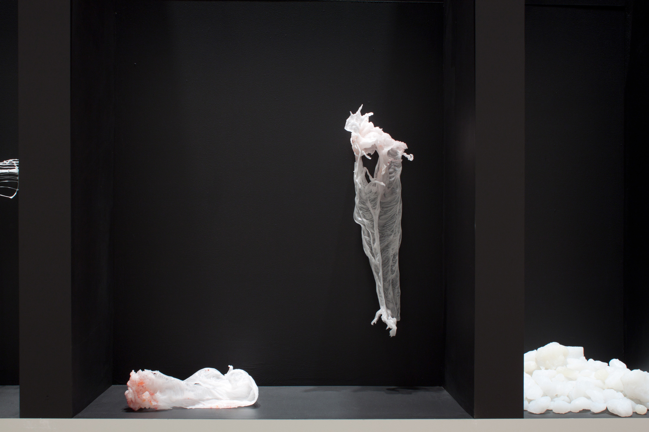  Untitled   2011   Cast Paraffin wax, fabric dye  22 x 6 x 3 in., 12 x 12 x 4 in.    