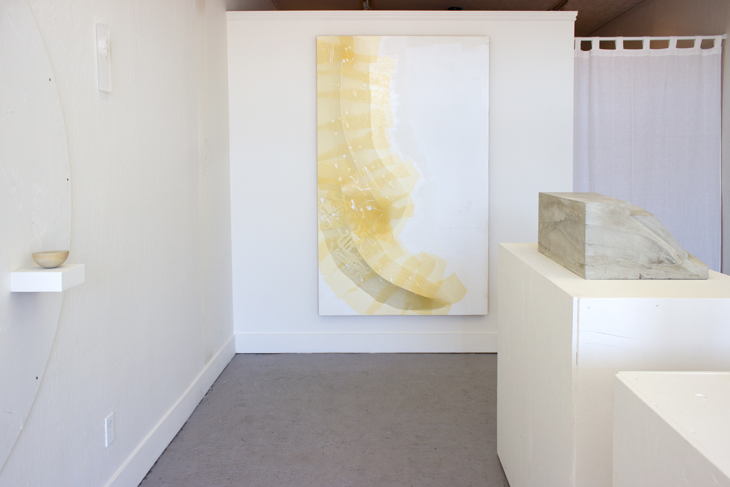   Custom Built-In   2015  Installation view (Untitled (printed yellow mache) shown center) 