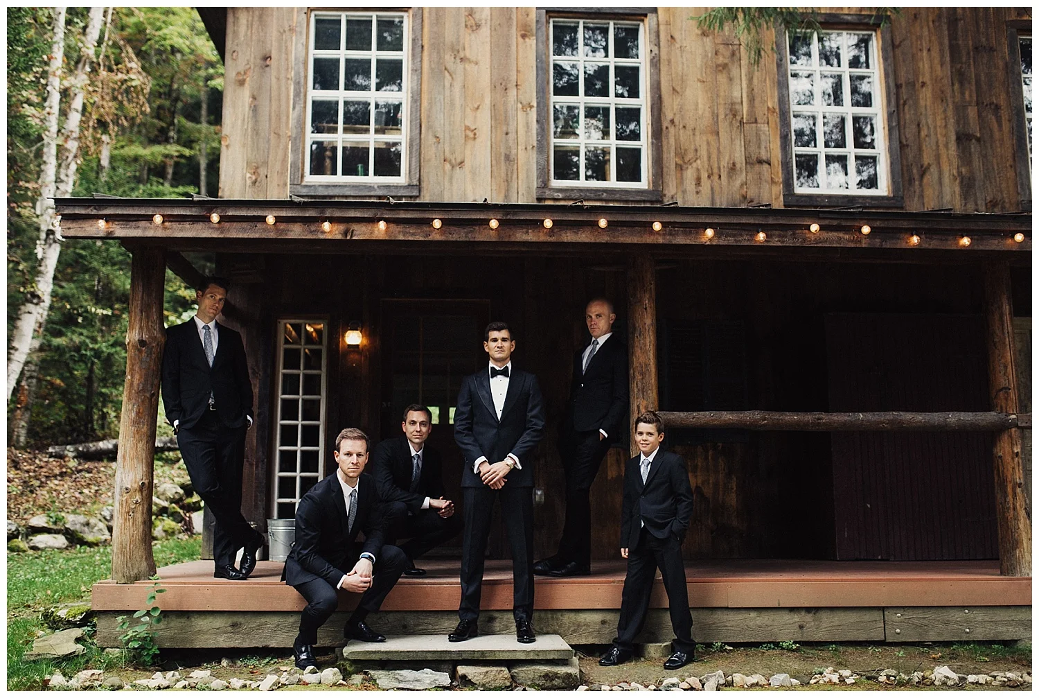 groomsmen at riverside farm wedding