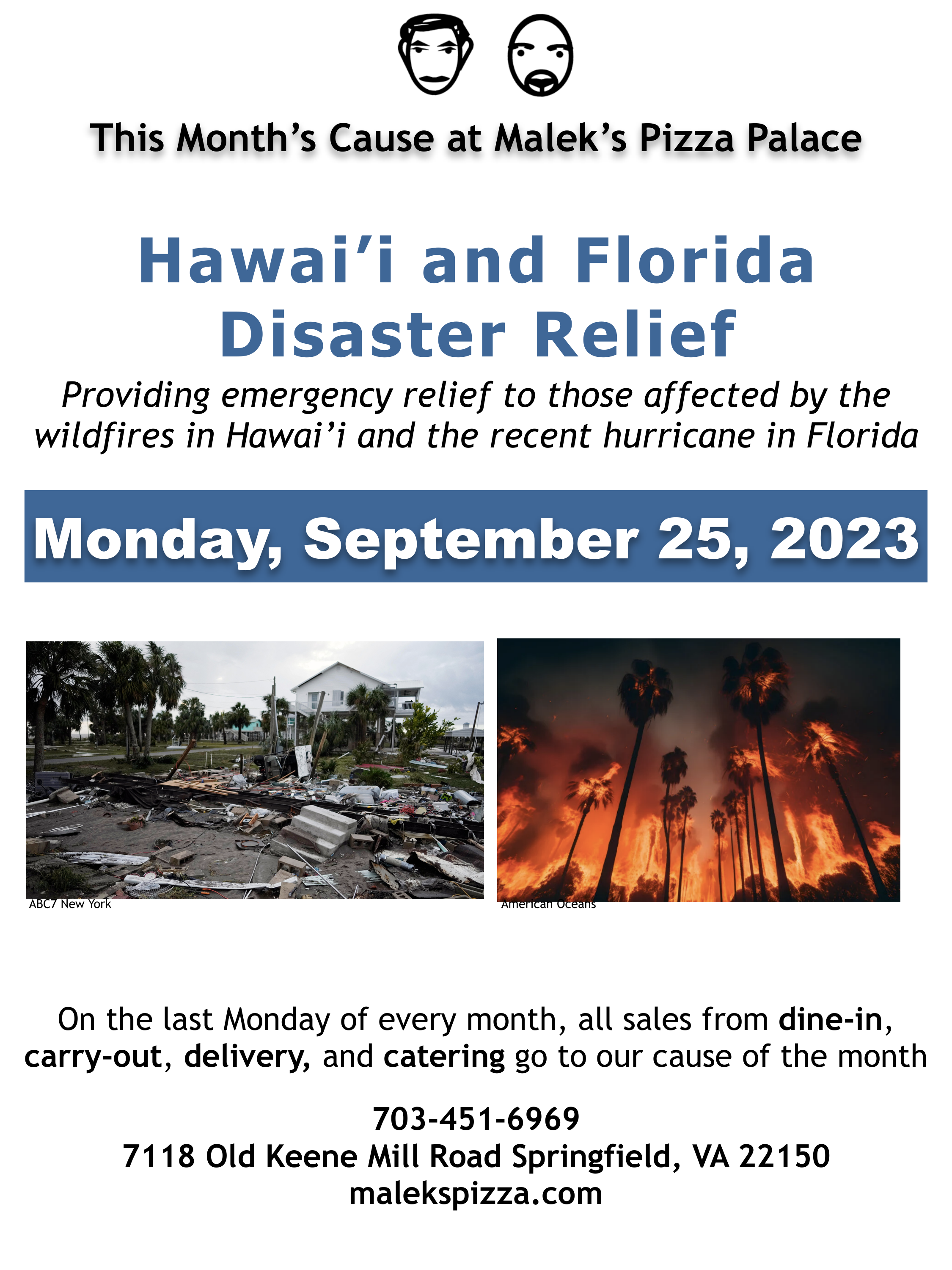 Last Monday at Malek's: Hawai'i and Florida Disaster Relief