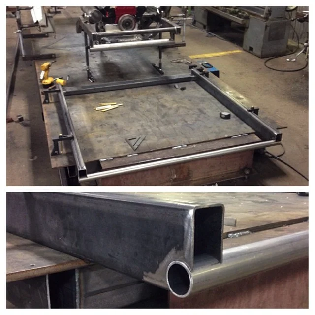 Here's the beginning of the main frame structure. 2"x4" 0.120" frame rails and 1.625" 0.120"Dom. We used the dom on the leading edge as a radius into the step pan and the firewall will sit directly above it. #300mphotbust #firebird #pressfitnotching