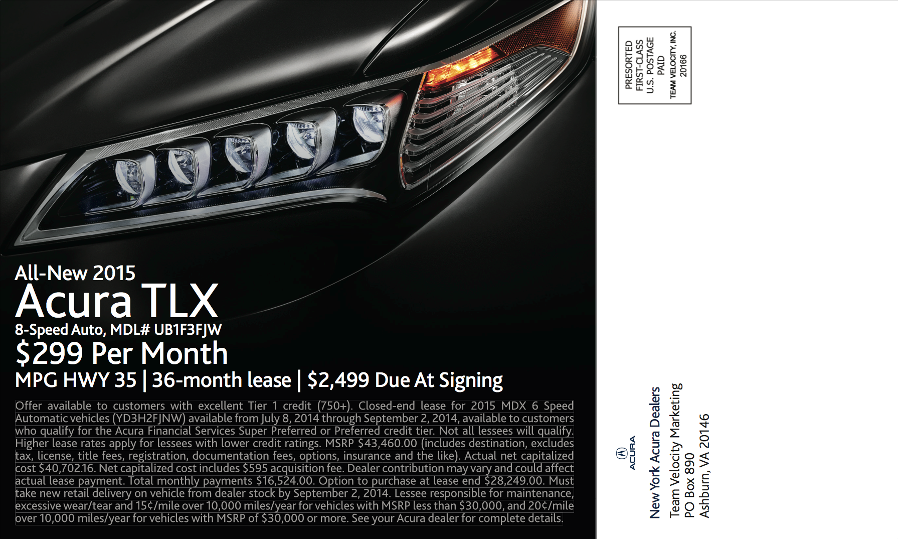 All-New 2015 Acura TLX Direct Mail