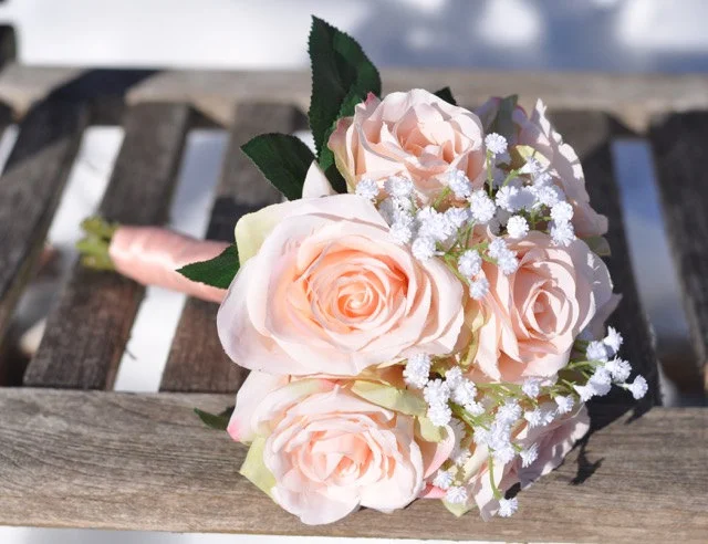 Rose and Baby Breath Bridesmaids Bouquet