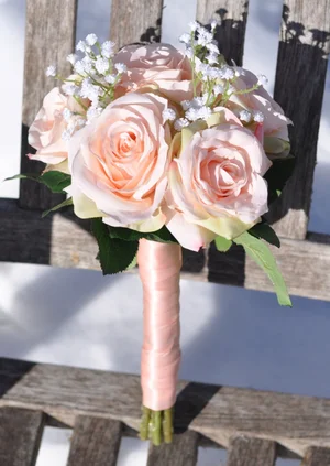 Rose And Baby Breath Bridesmaids Bouquet Holly S Wedding Flowers