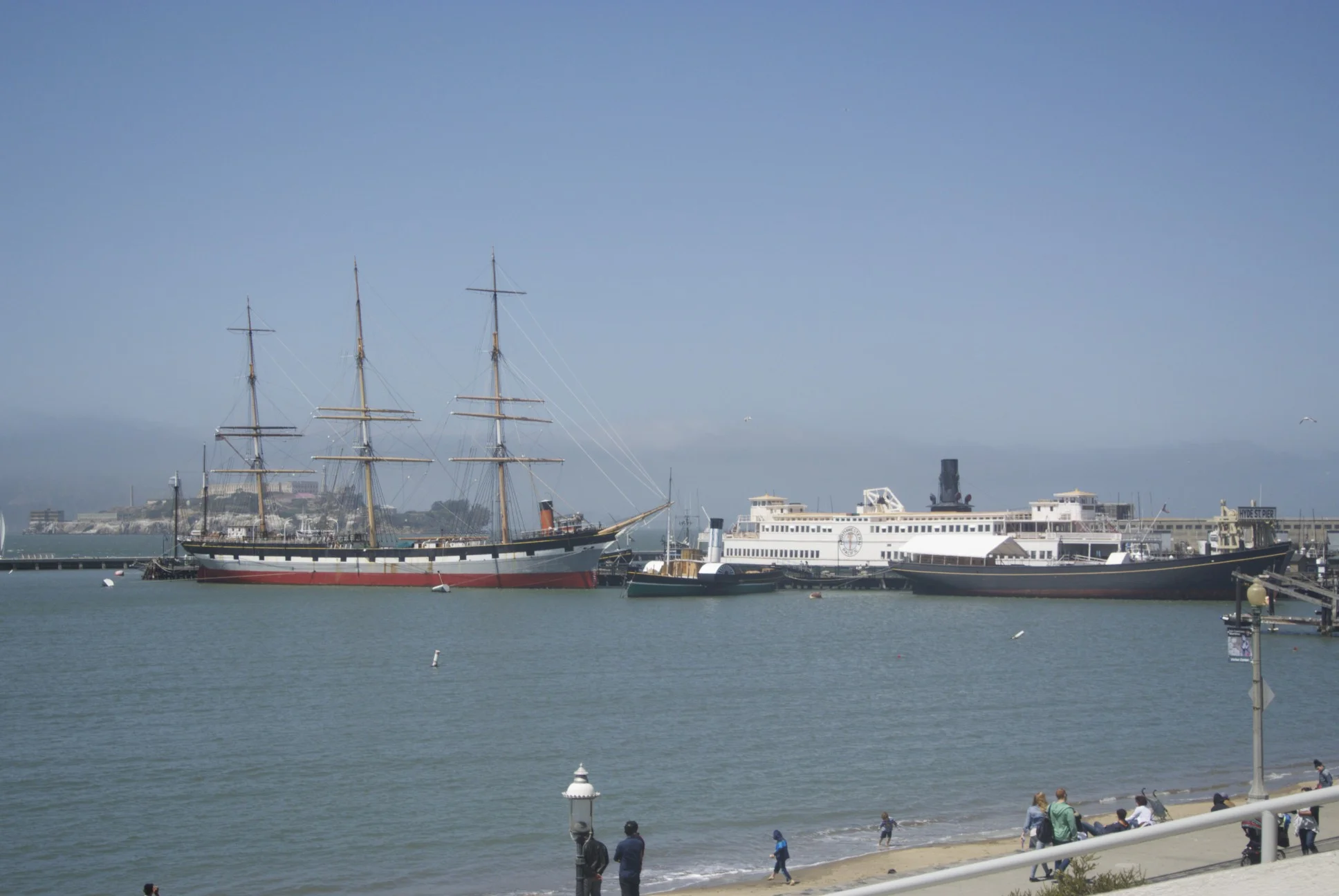 Cool boats, and Alcatraz behind them