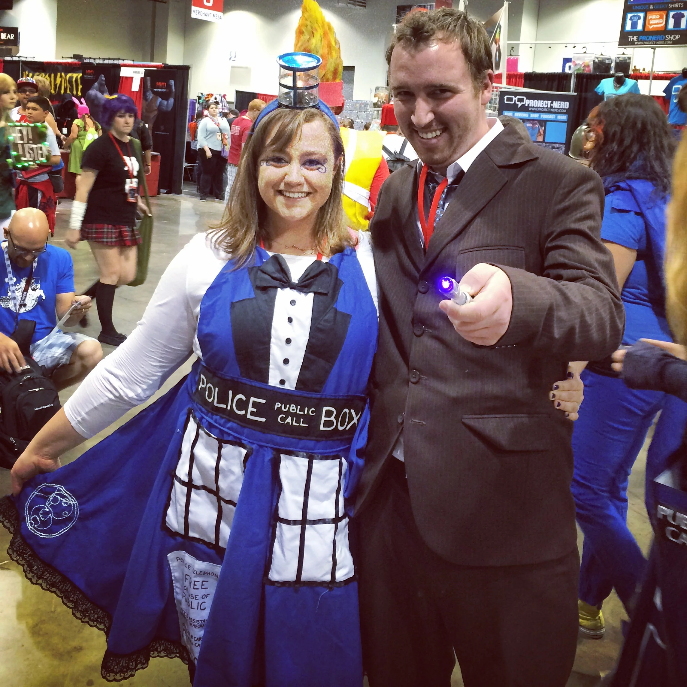 Me as the TARDIS, and Nathaniel as the Tenth Doctor
