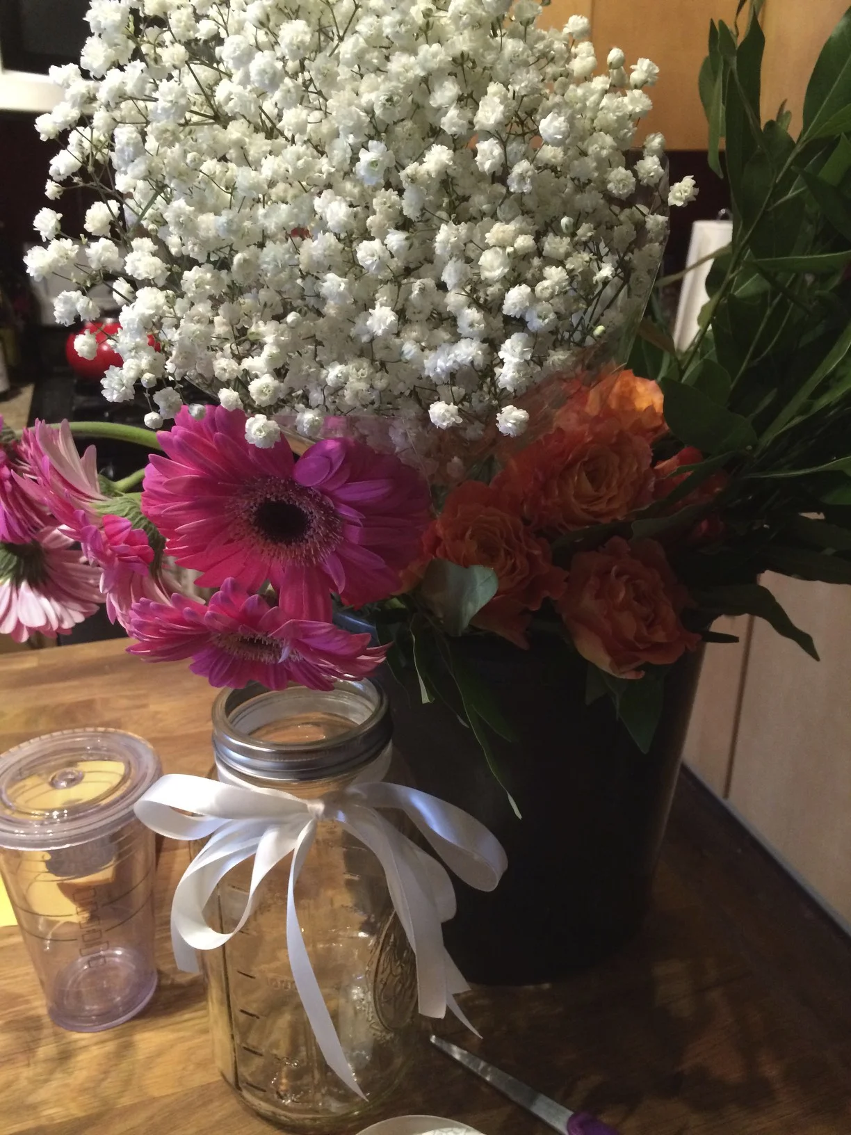 All my supplies for my bouquet and the boutonnière