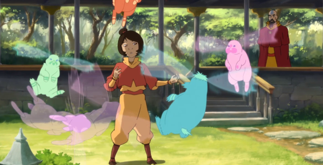 Tenzin's eldest daughter, Jinora, is shown to have an affinity with the spirits and saves the day in the season finale.