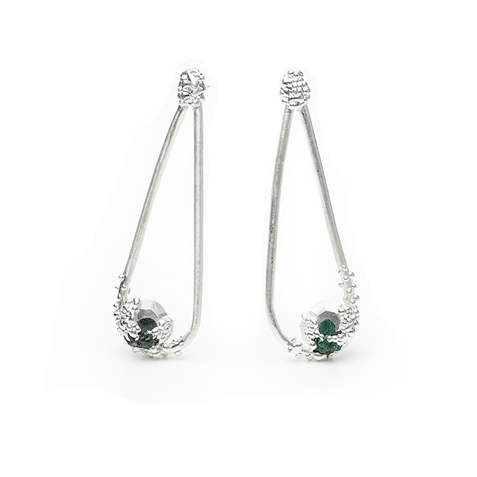 immersed green stone earrings