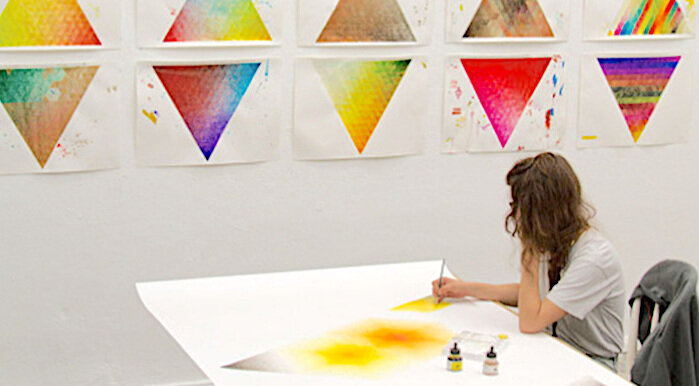 Studio view of Sandra Slim at work.