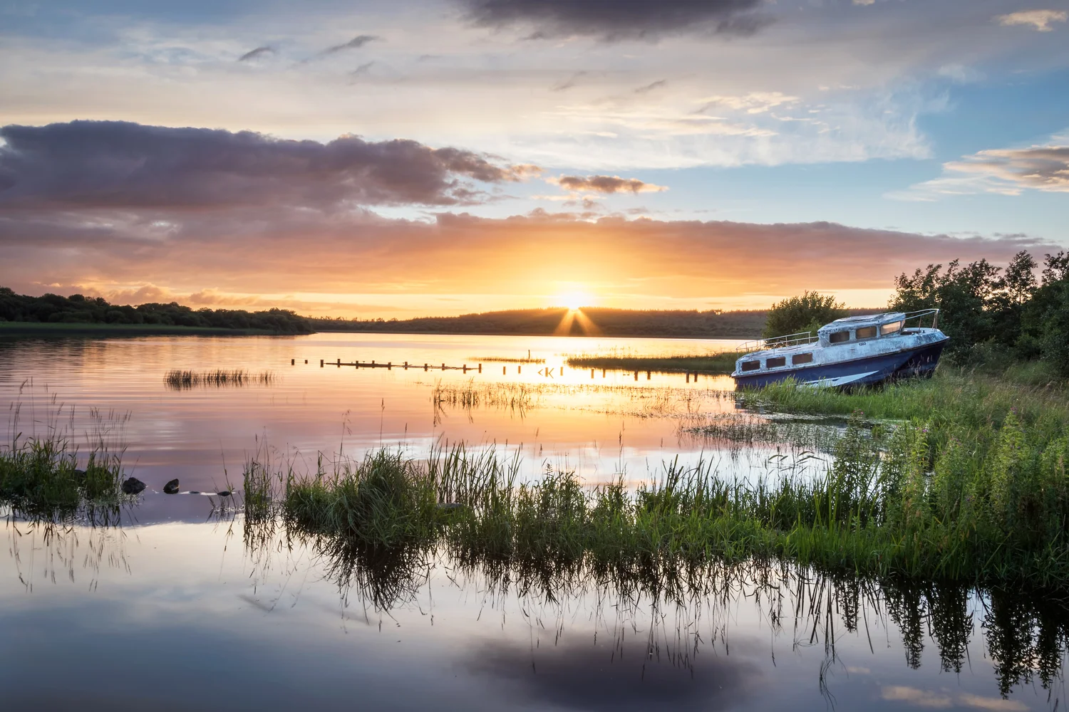 Sunset over Kesh Forest and Boa Island