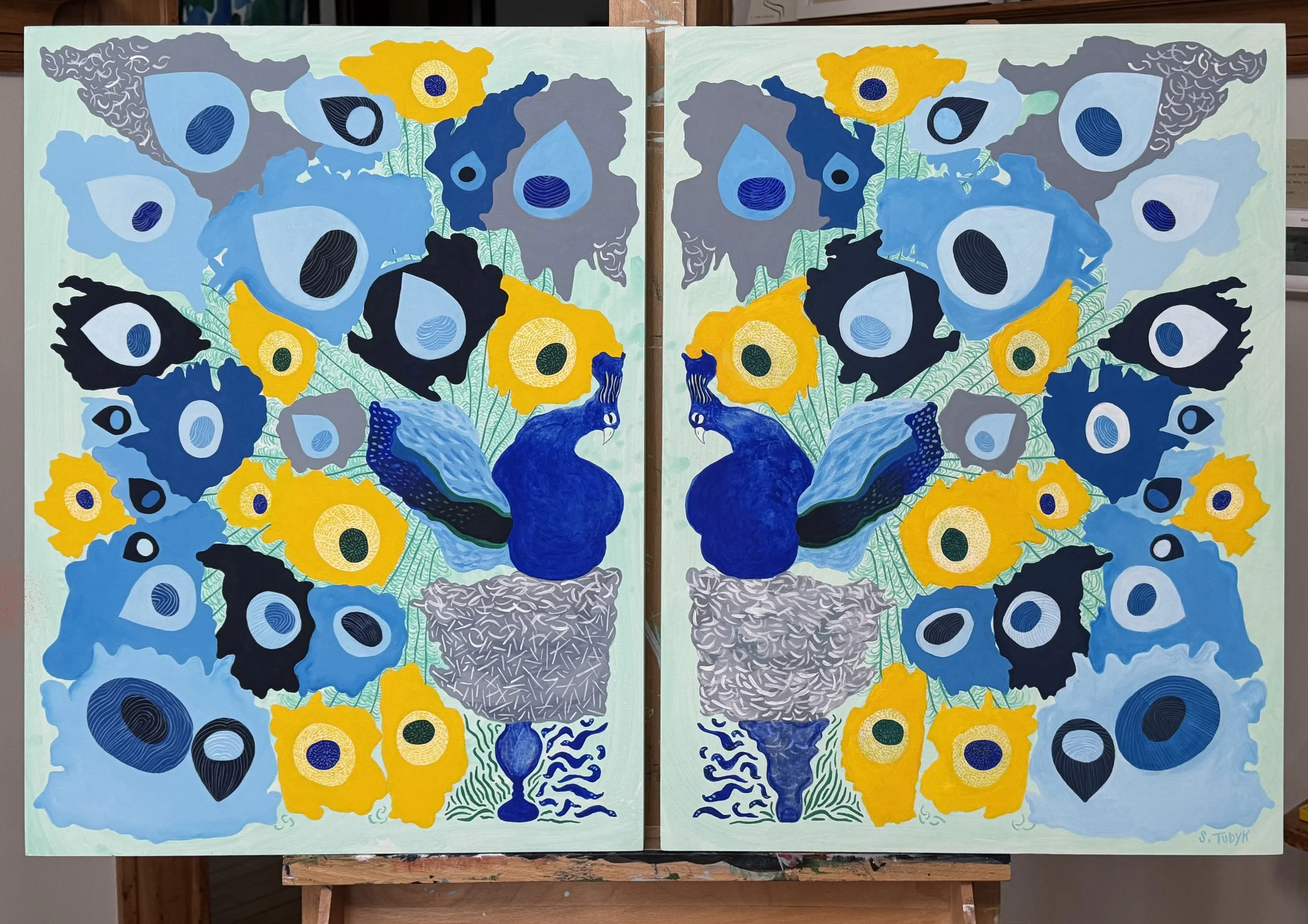 Apothecary Peacock Diptych 