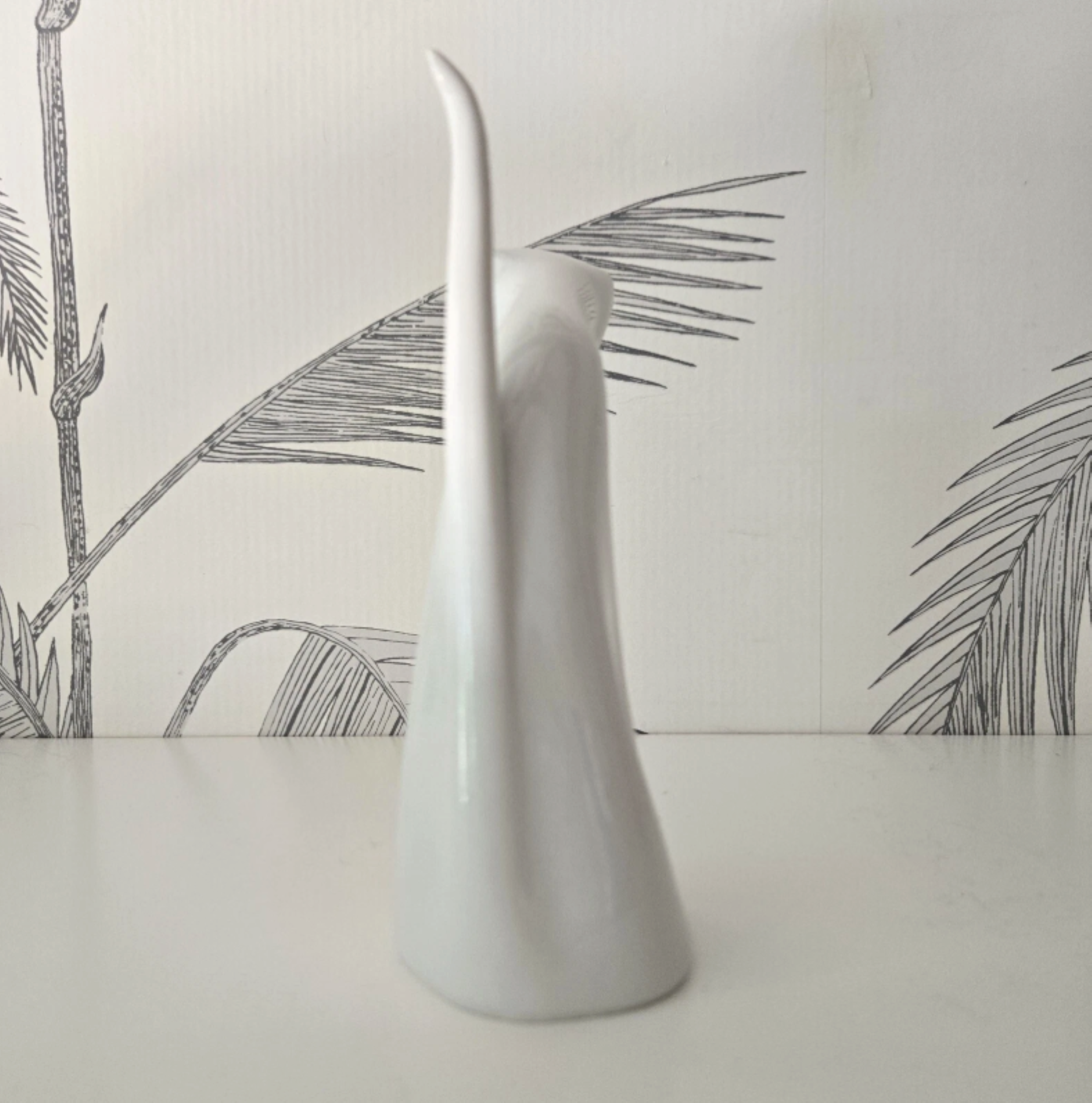 Royal Dux Cat Statue, Sitting Position, All White, 1950's 3.png