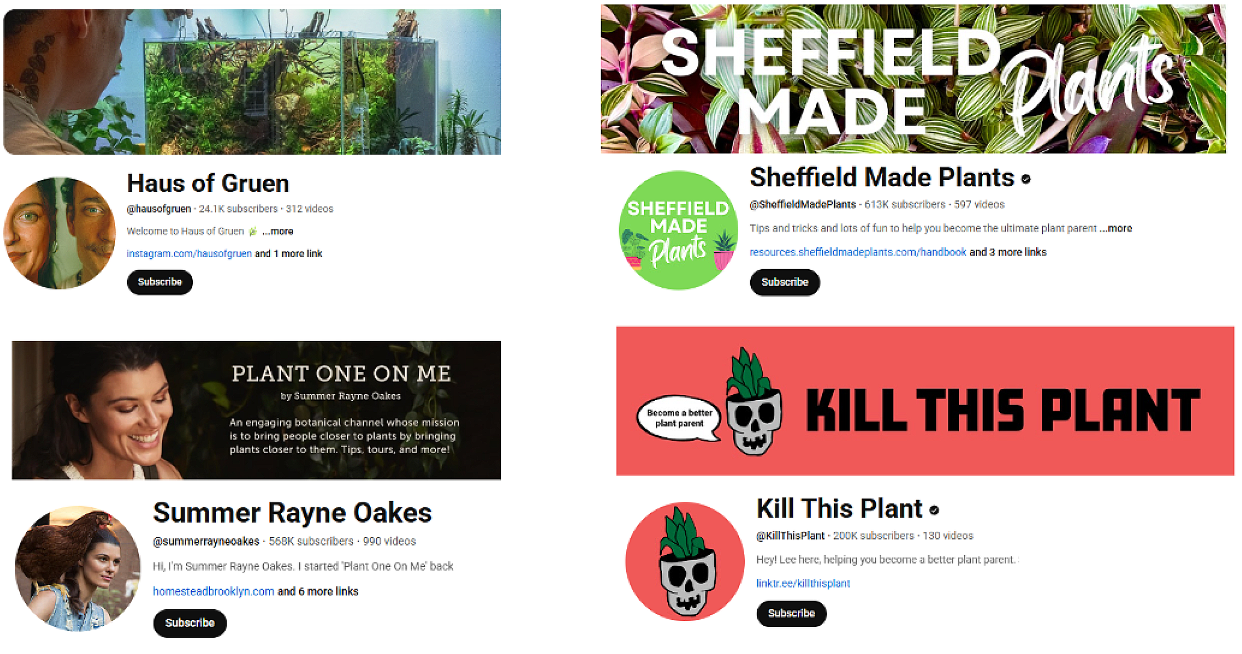 YouTube Plant Channels