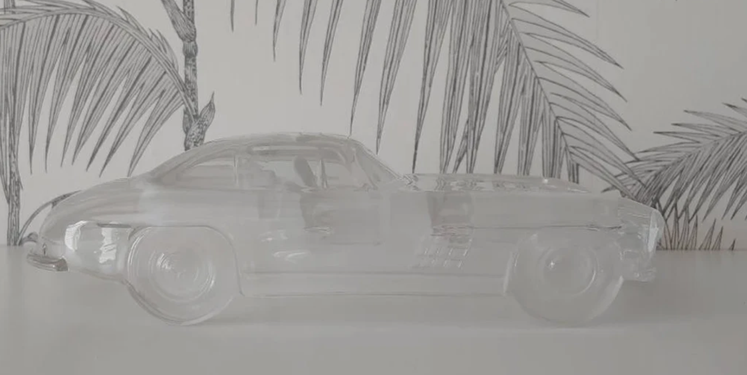 Mercedes Benz 300SL, Vintage Crystal Sculpture, West Germany, Formen 6.png