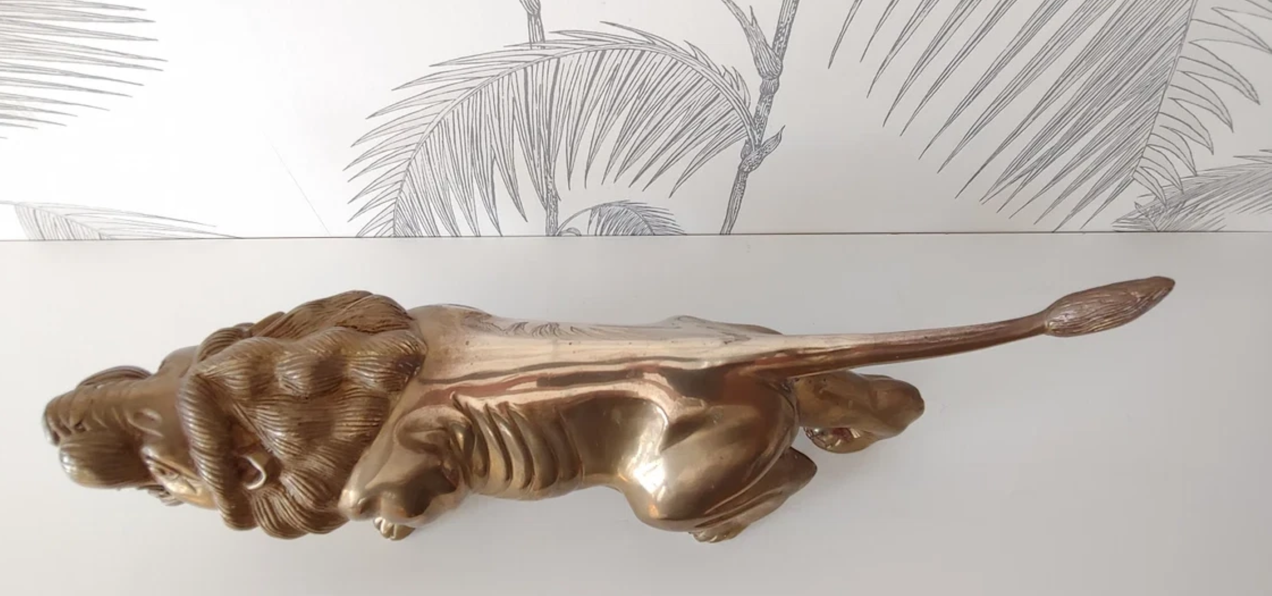 Vintage Lion Statue, Brass, Big Cat, Art Deco period, circa 30's 5.png