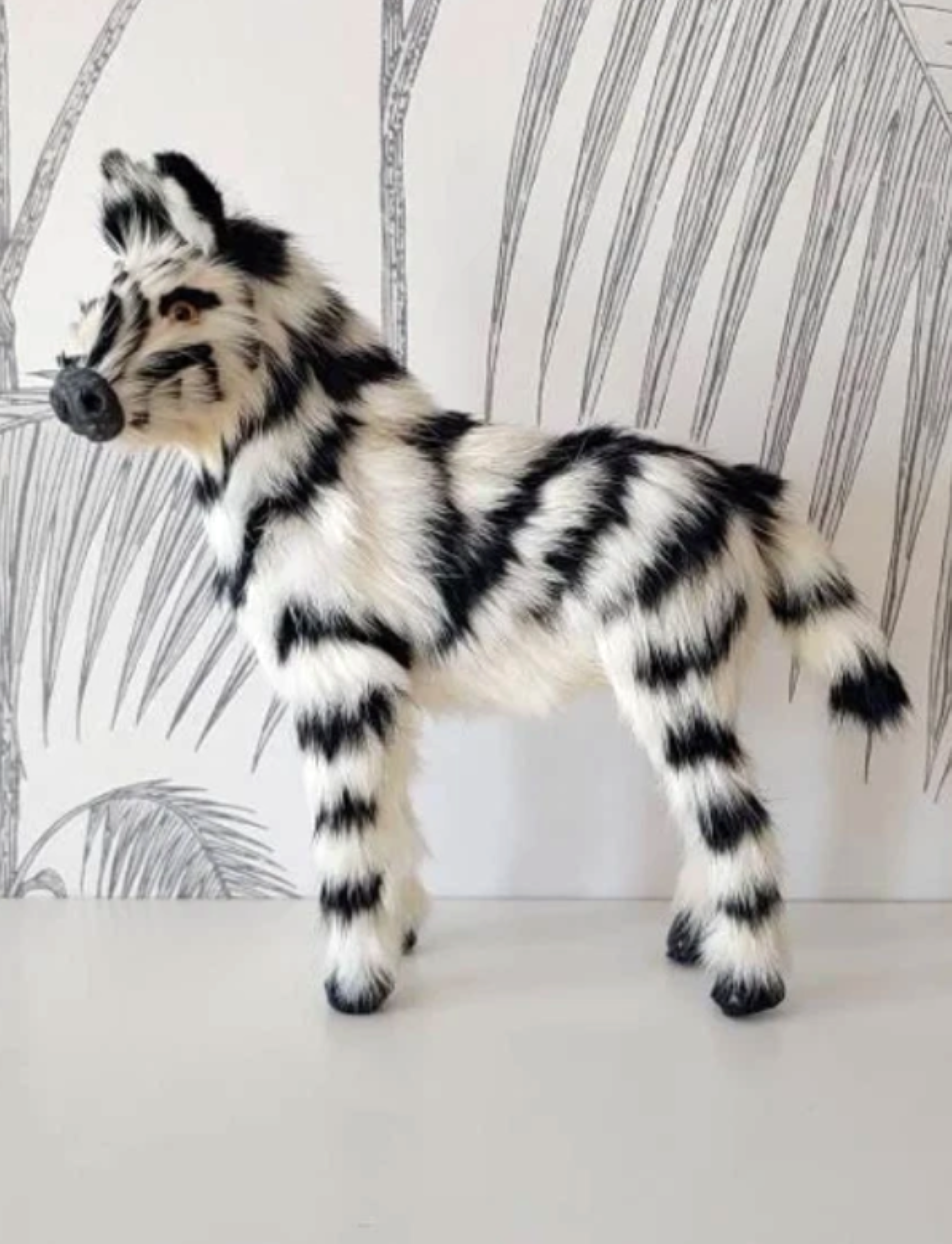 Vintage Zebra Statue, Genuine Fur, Glass Eyes 2.png