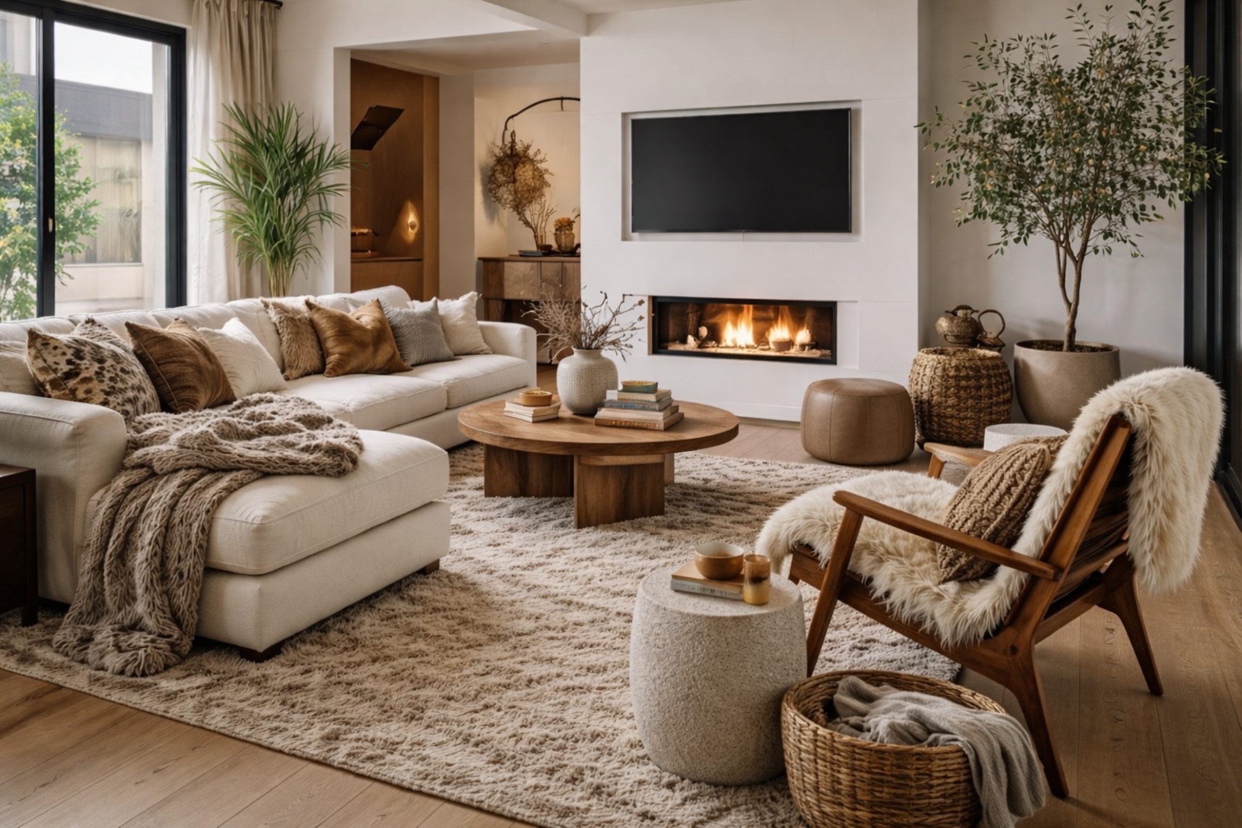 Boston Interior Designer Hygge Living Room in Newton, MA