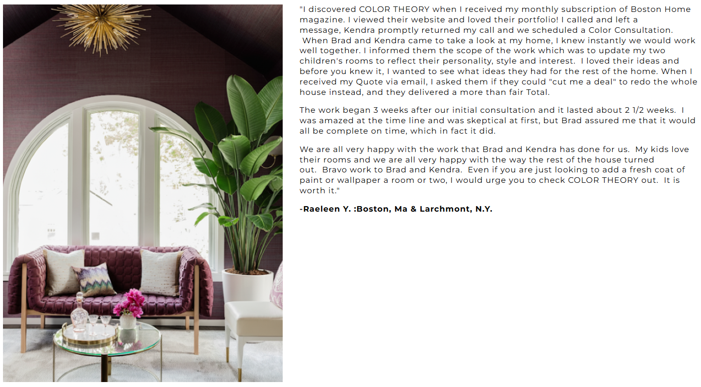 Boston Interior Designer Client Testimonial Boston Ma