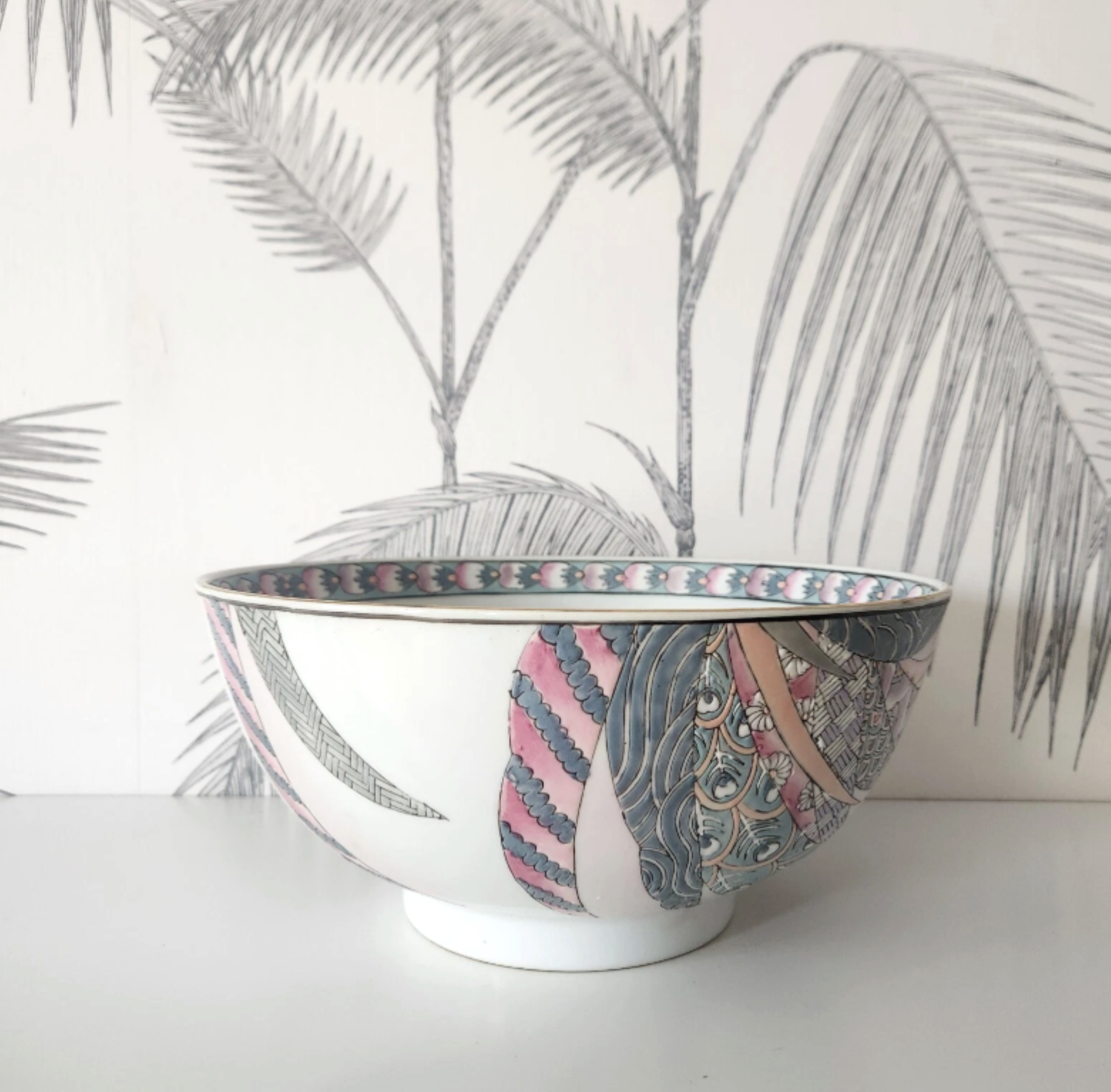 Vintage Ceramic Decorative Bowl Handpainted In Macau 3.png