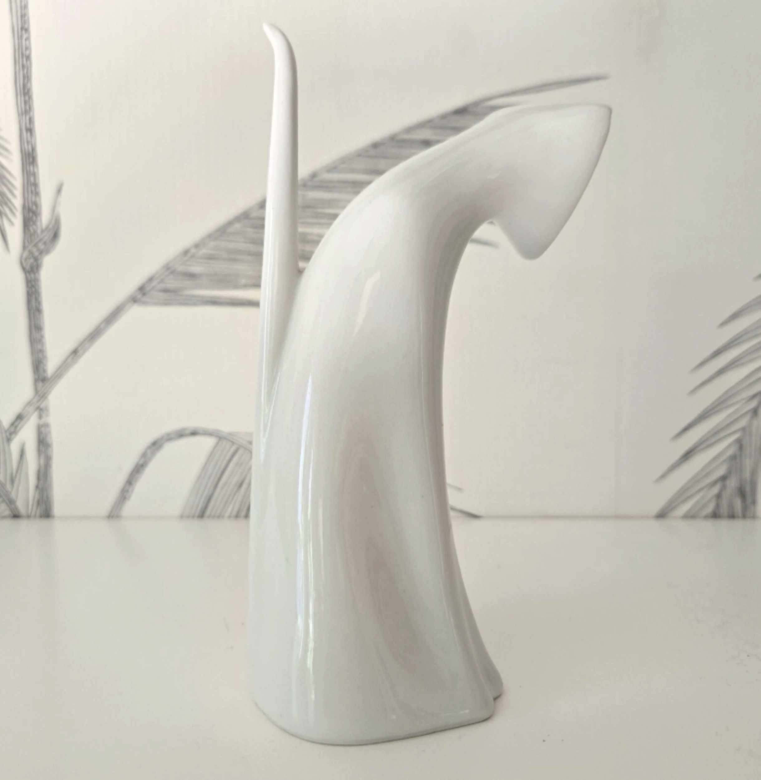 Royal Dux Cat Statue, Sitting Position, All White, 1950's 4.png