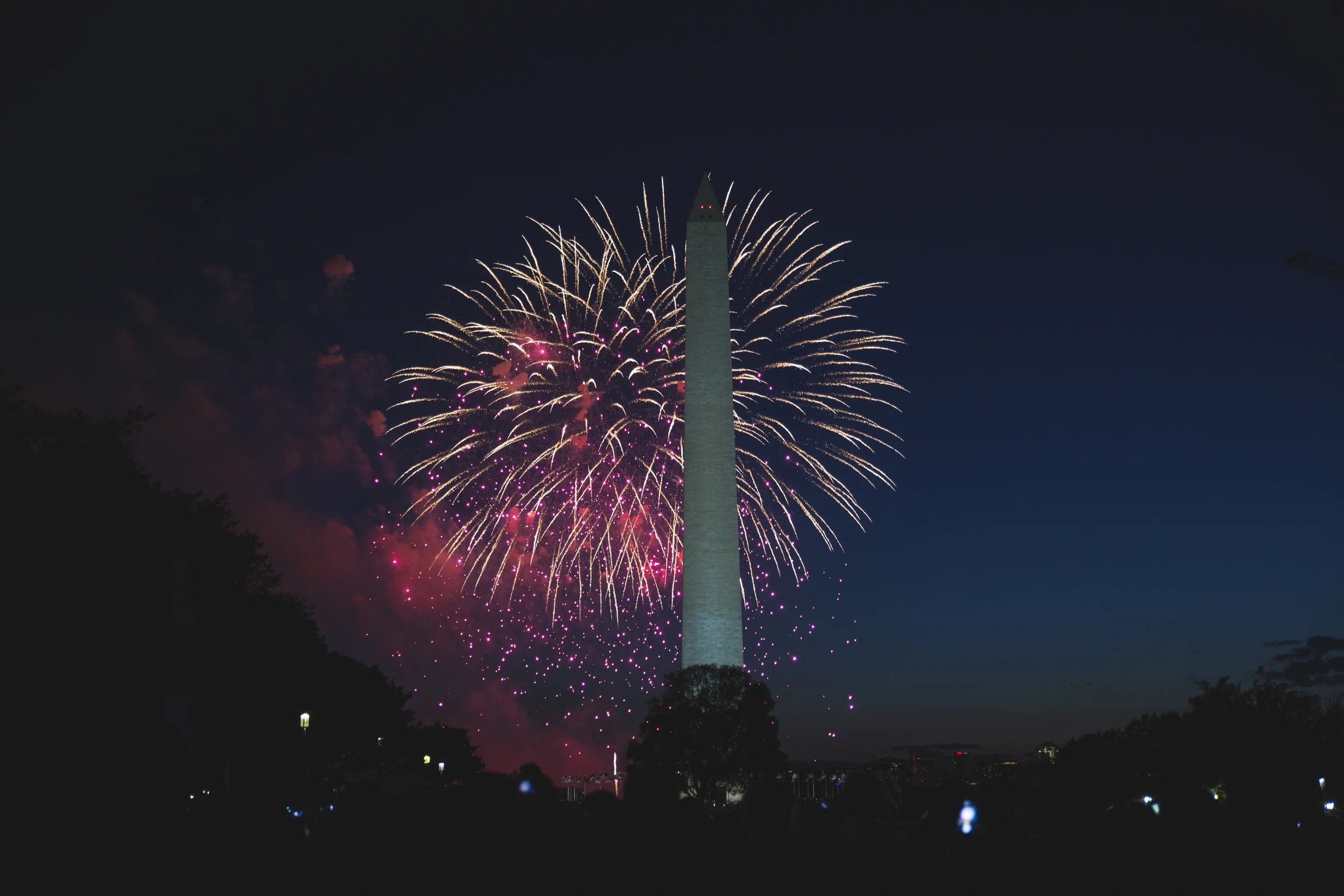 Fireworks Behind the Washington Monument