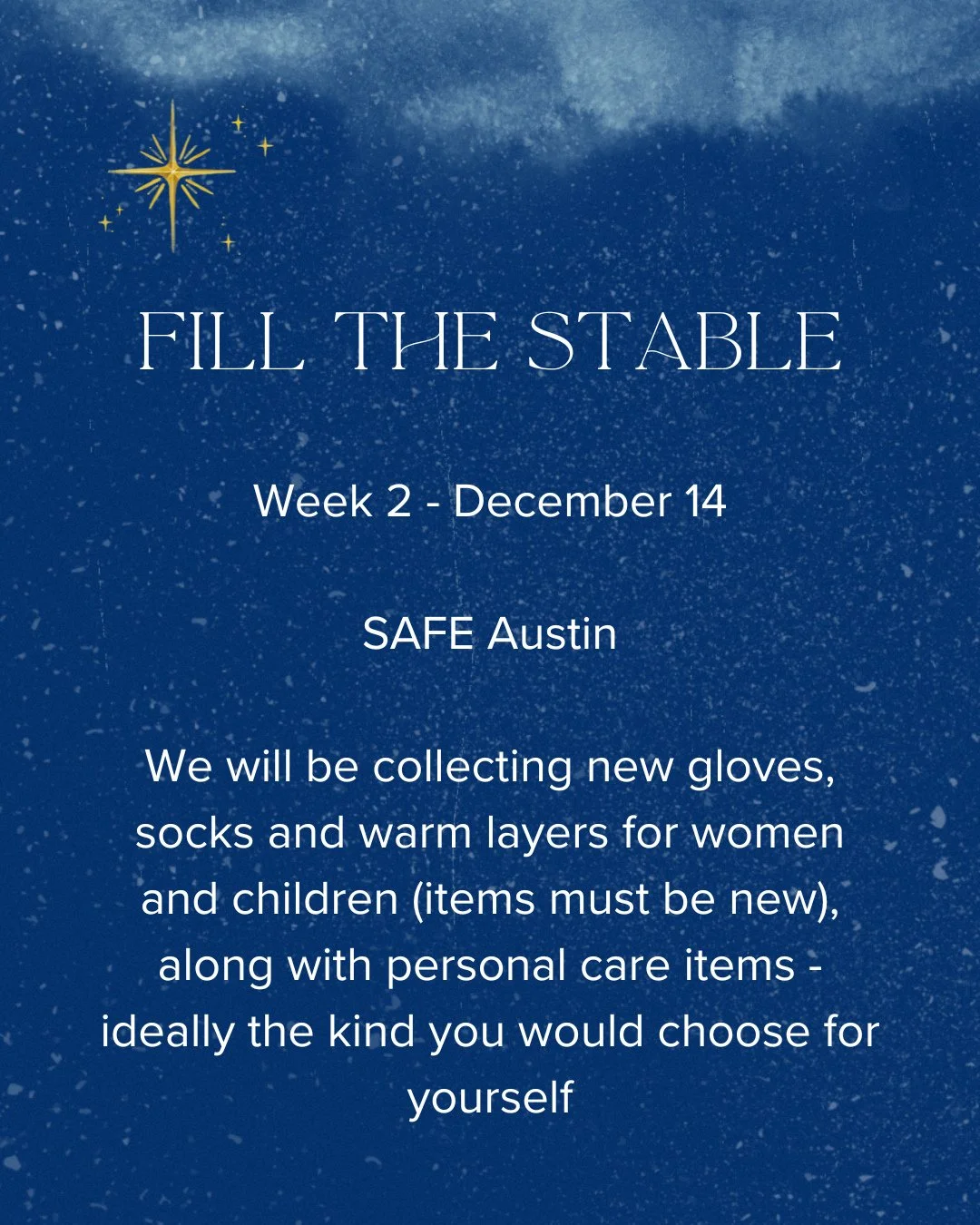 Join us this Sunday as we bring donations for SAFE Austin.