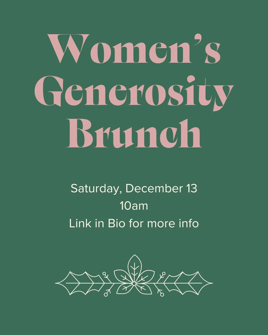 Our annual Women's Generosity Brunch is THIS SATURDAY at Meg's - it's not too late to join us. Sign up and find more information at the link in our bio!