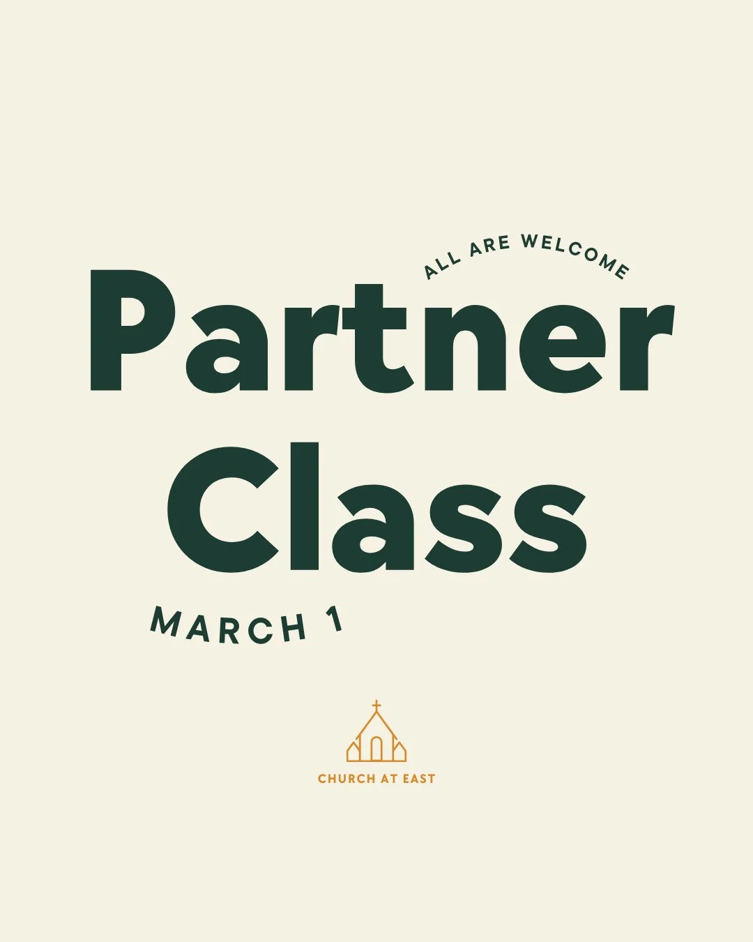 Save the Date for our next Partner Class after our Sunday gathering on March 1.