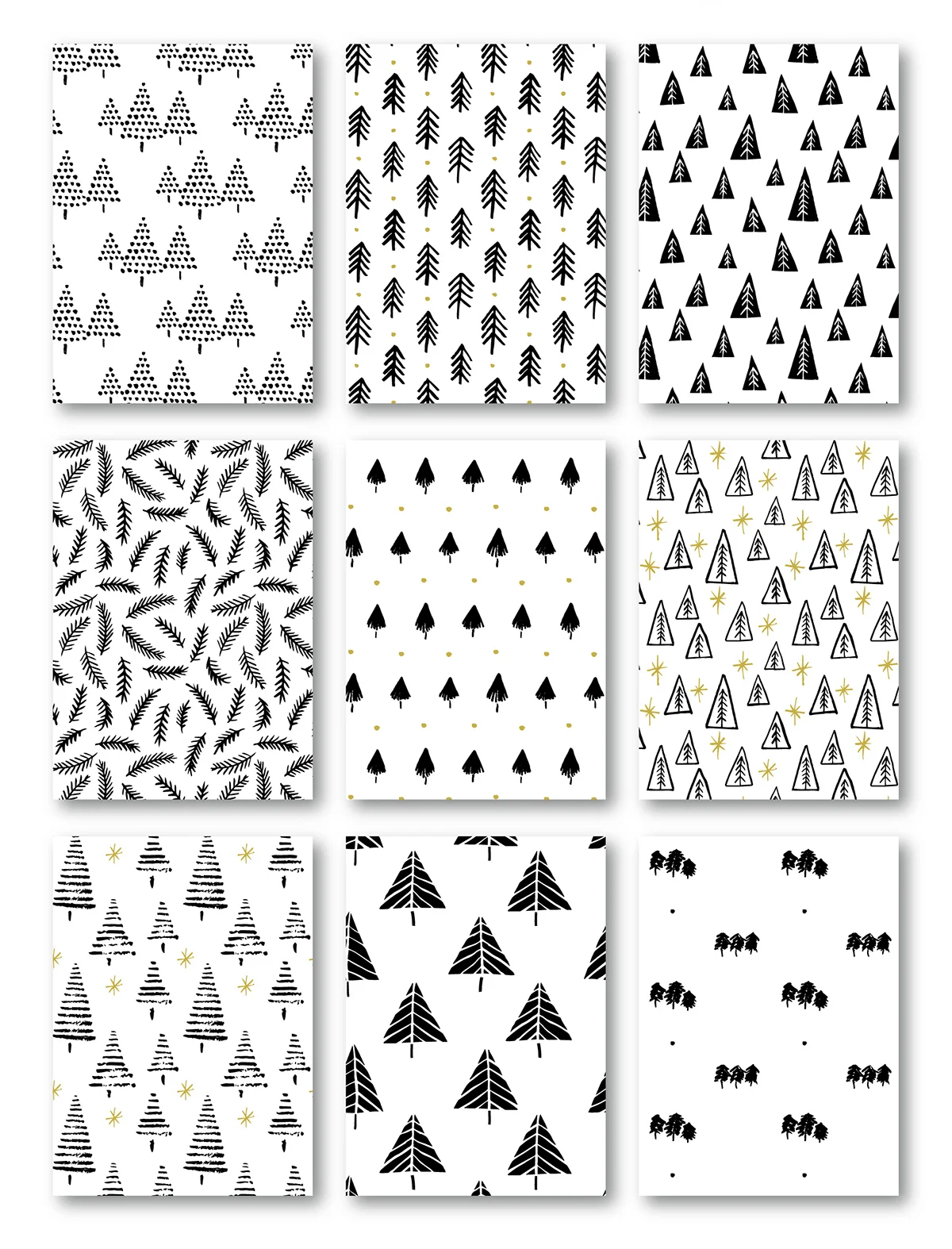 A collection of handdrawn Christmas trees. Decorative elements and repeat patterns by Type and Graphics Lab | Available for sale | typeandgraphicslab.com