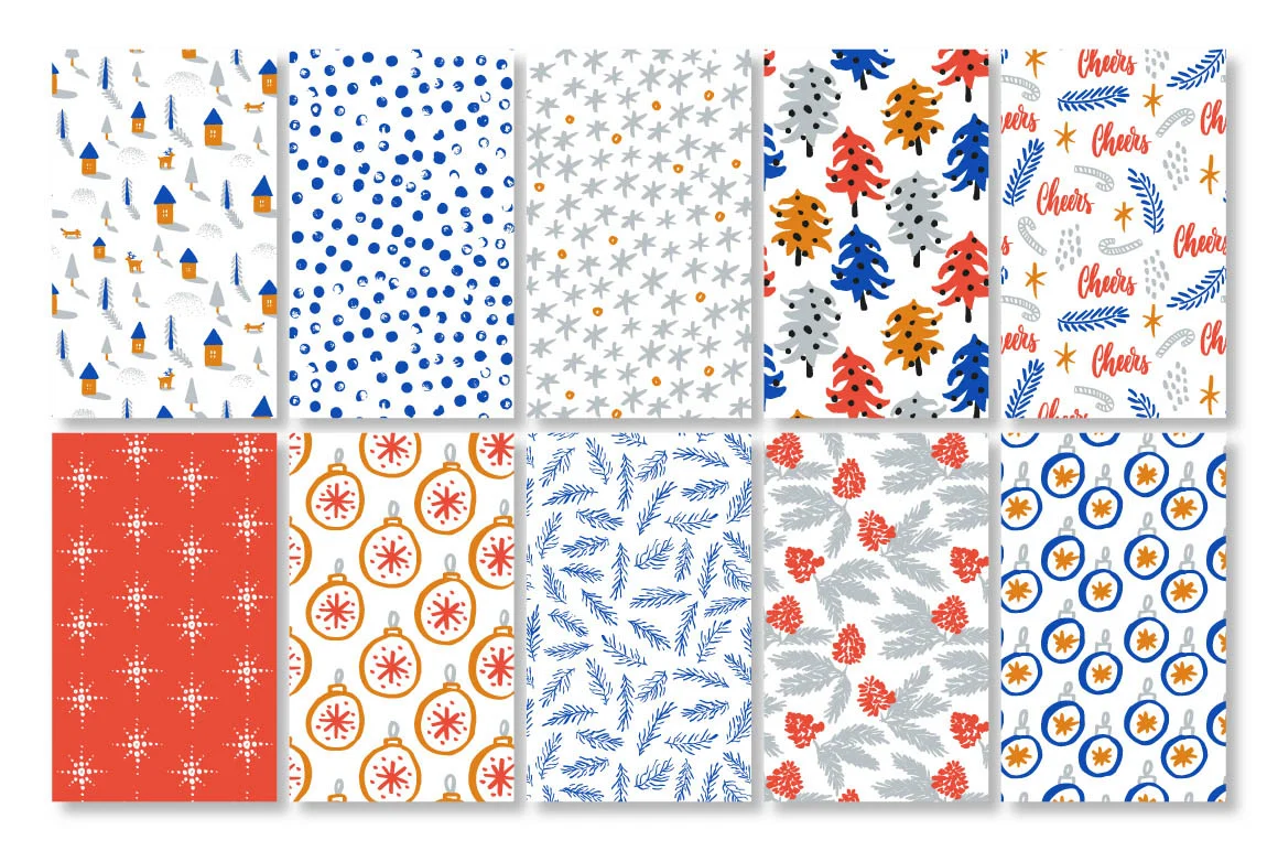 Download these festive Christmas patterns and illustrations for your design projects! | Hand crafted with love by Type and Graphics Lab | typeandgraphicslab.com