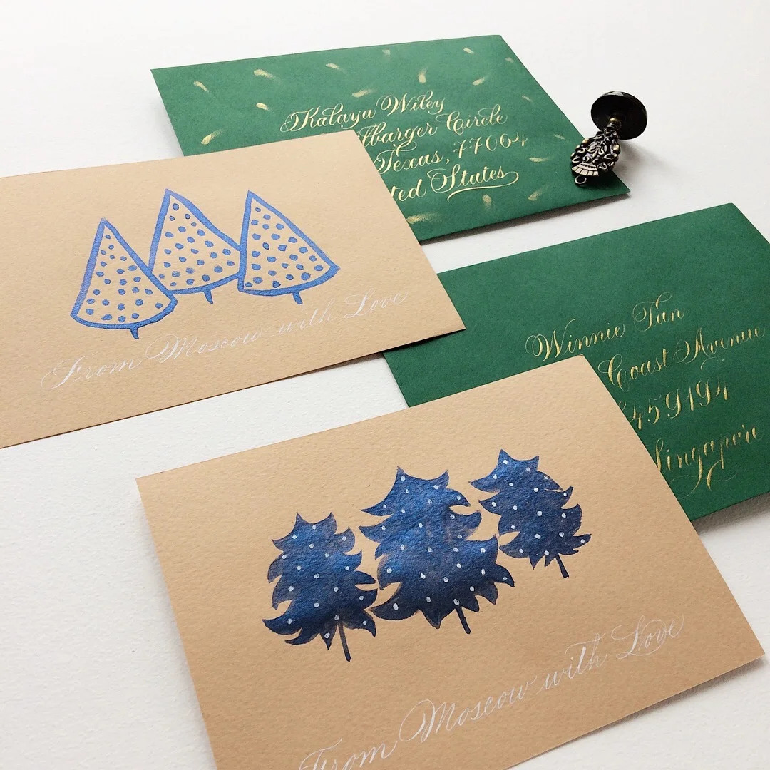 Calligraphed envelopes with a hand written note | By Type and Graphics Lab 