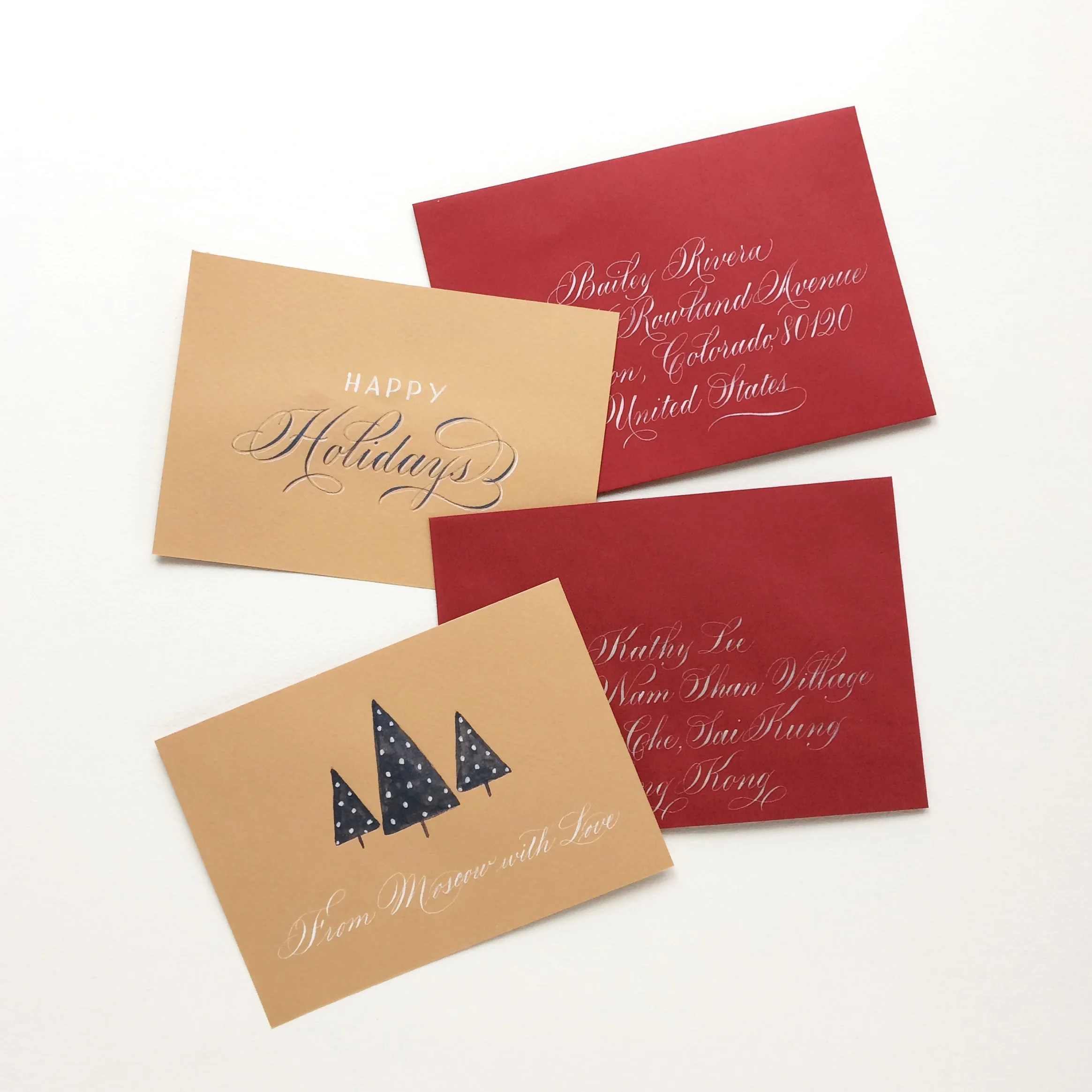 Calligraphed envelopes with a hand written note | By Type and Graphics Lab