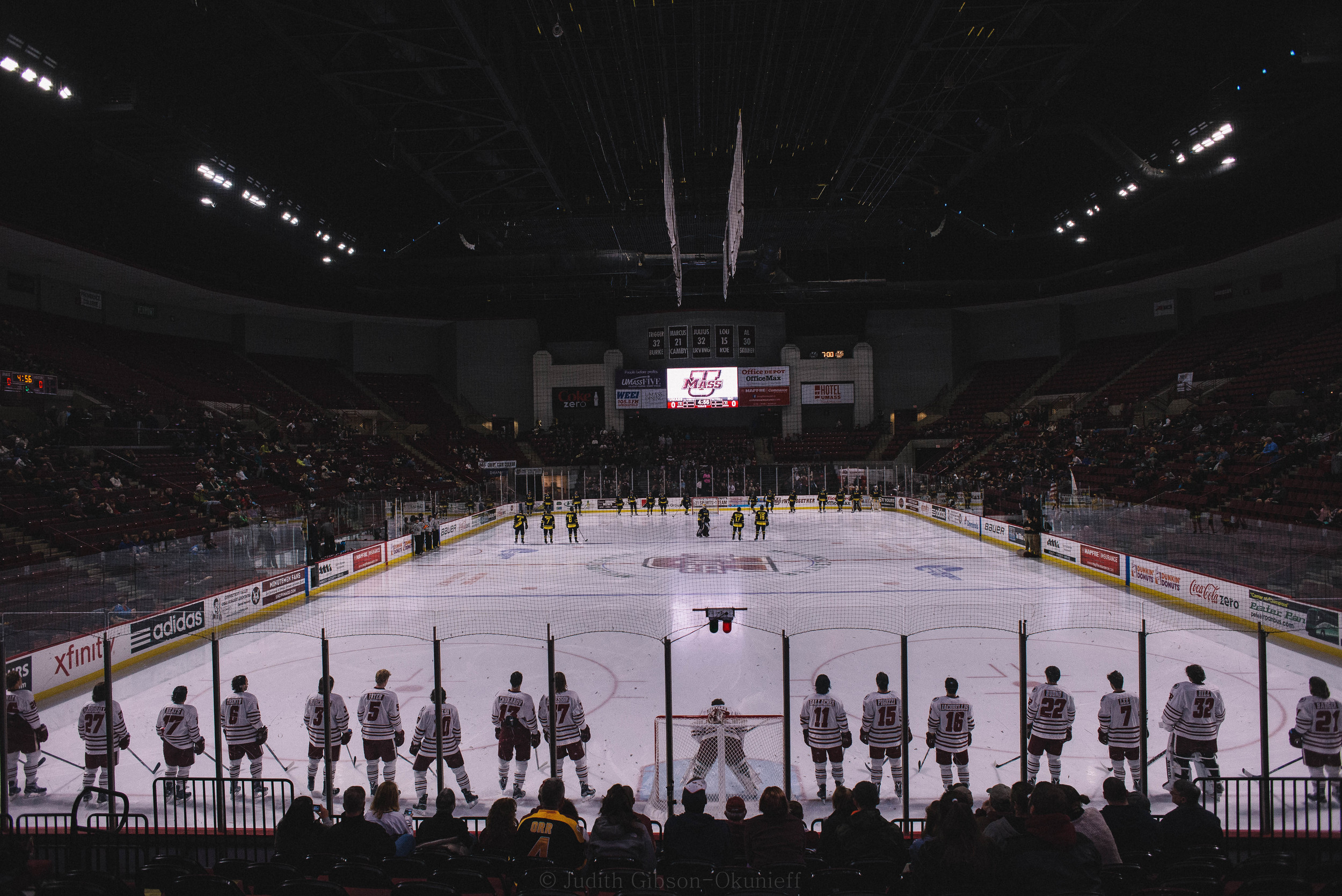  UMass Men's Ice Hockey lost to Merrimack 4-2 at the Mullins Center Friday night.

Photo by Judith Gibson-Okunieff 