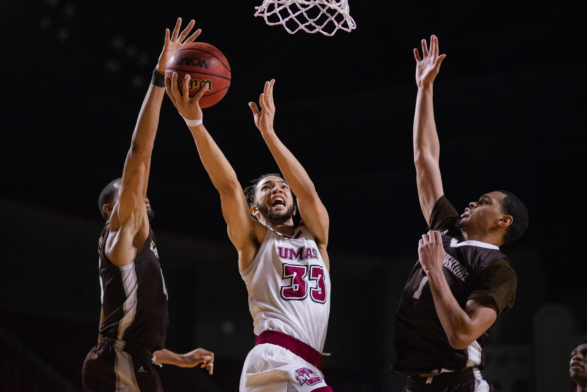UMass Men's Basketball vs St. Bonaventure at the Mullins Center, Wed. Jan. 23, 2019. (Photo by Judith Gibson-Okunieff)