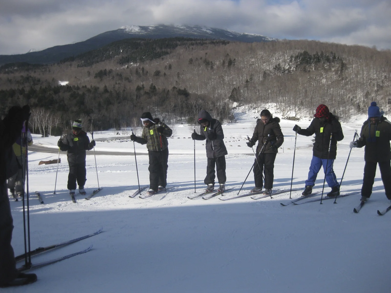 Cross-country Skiing (since 2009-2010) Weston Ski Track teaches our Adventure Club participants how to cross-country ski up and down through their great facility. And as you can see, sometimes spending time on the ground is as much fun as spending time on your feet.