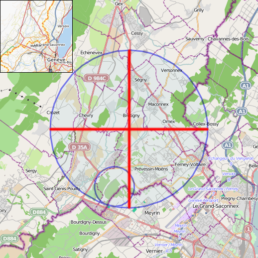 Location of Center of the Hadron Collider in Bretigny, Switzerland - LBM 2012