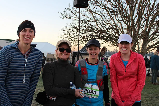 Michelle, Fiona, Jenny and Rachel before the Christchurch Half June 2014. 
