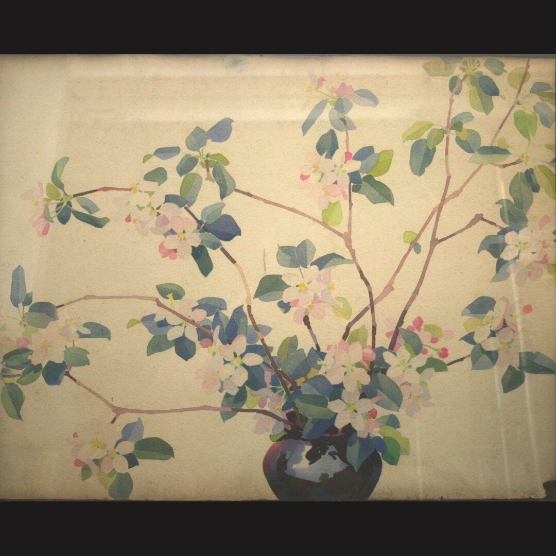 Fruit blossoms - a watercolor. 

One of several lost works but a beauty to behold. The sure and steady hand. The soft elegant color palate. And that classic blocked style of light reflection that we've seen in many of his later oils and watercolors.
