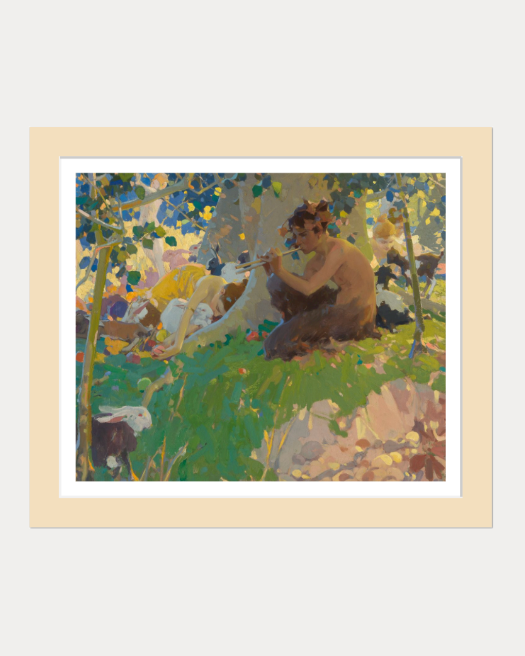 Pan Playing Flute, 10" x 8"