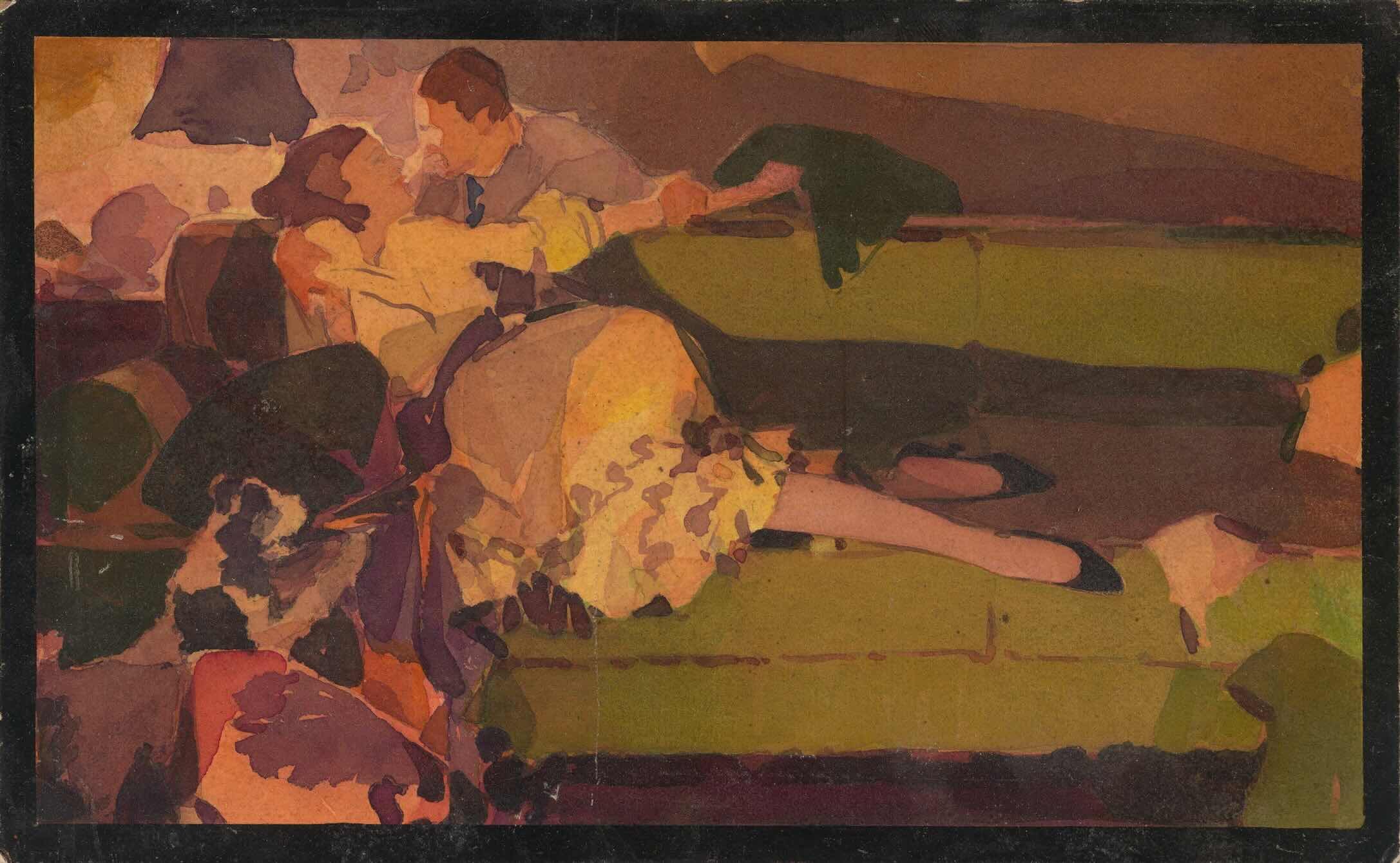 Couple Reclining on a Sofa
