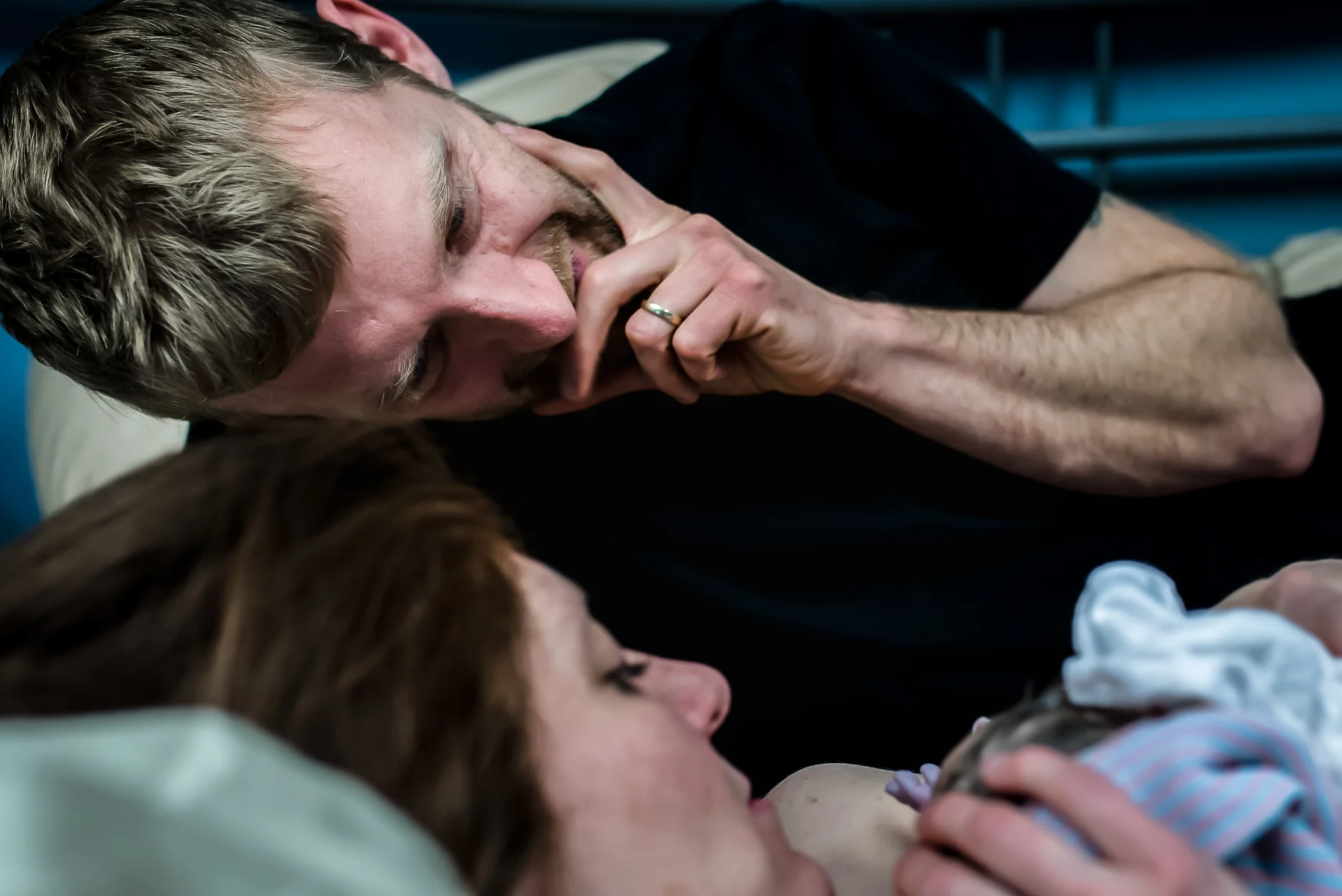 Denver-Center-Birth-Photography-Dad-Admires-Baby