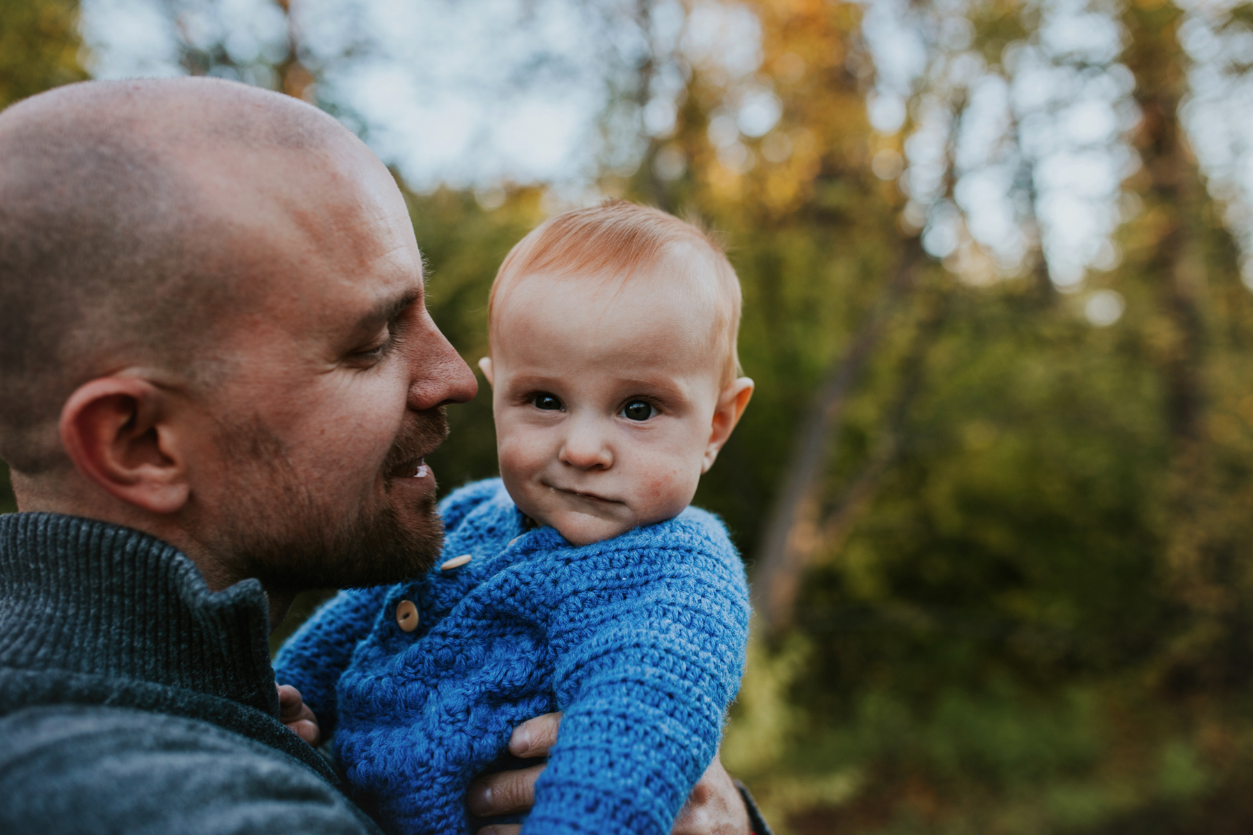 baby and dad on chester creek trail