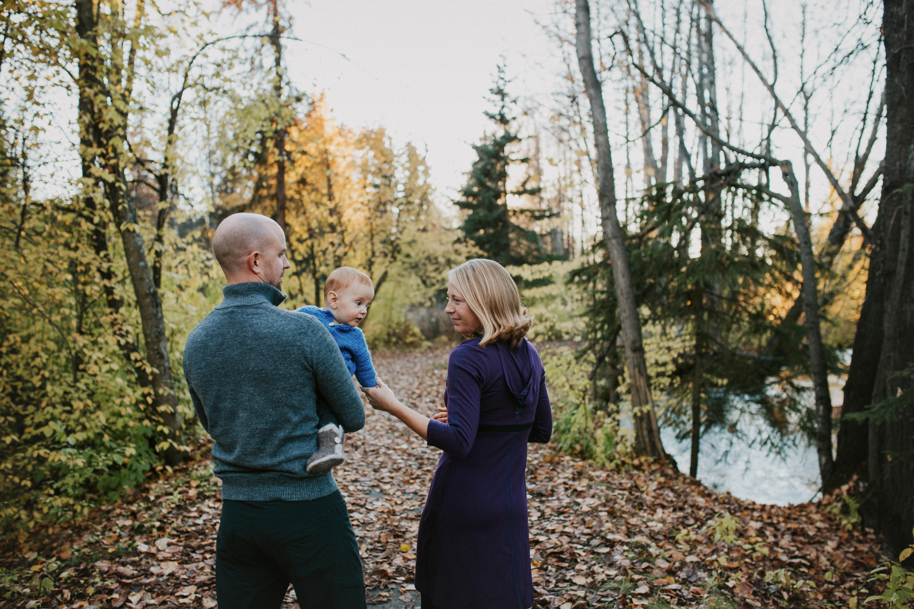 family walking on chester creek trail