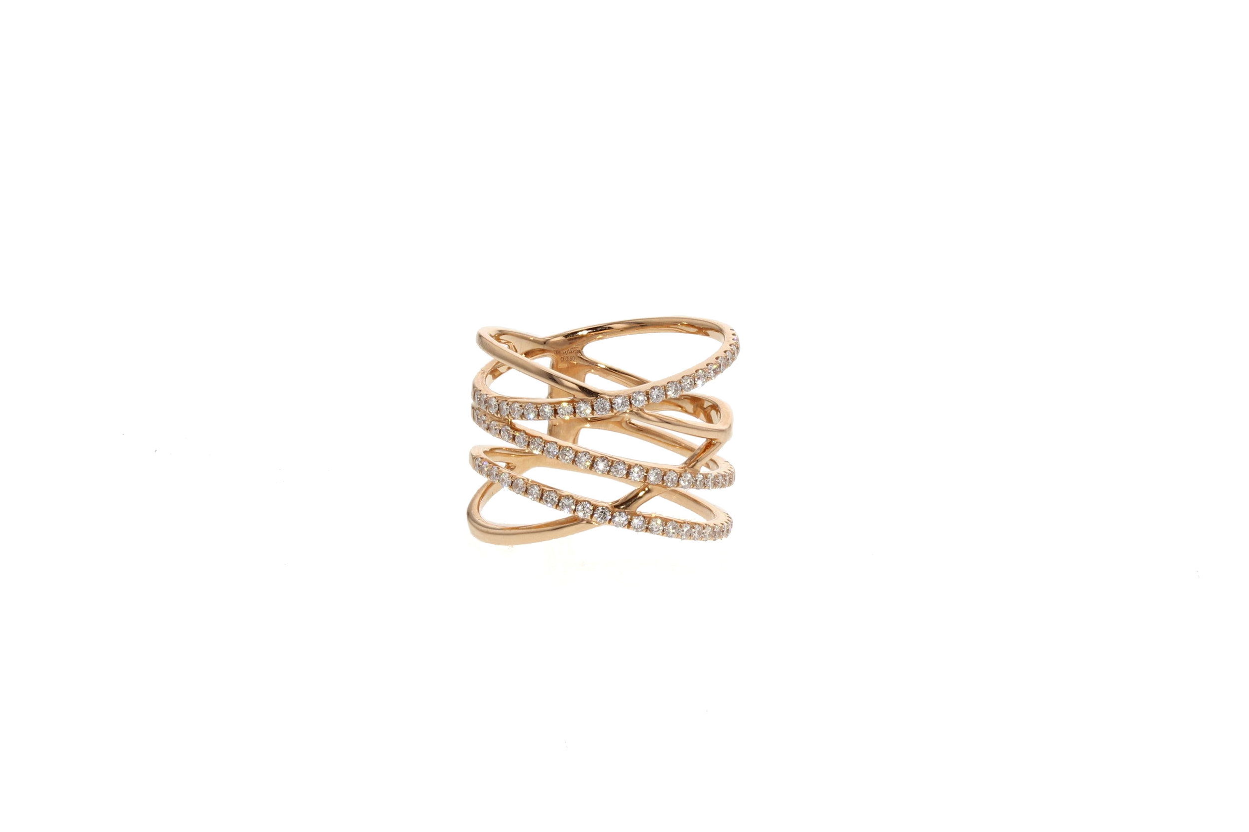 18kt Rose Gold Double Criss Cross Ring 0.50 tcw.&nbsp;$3625