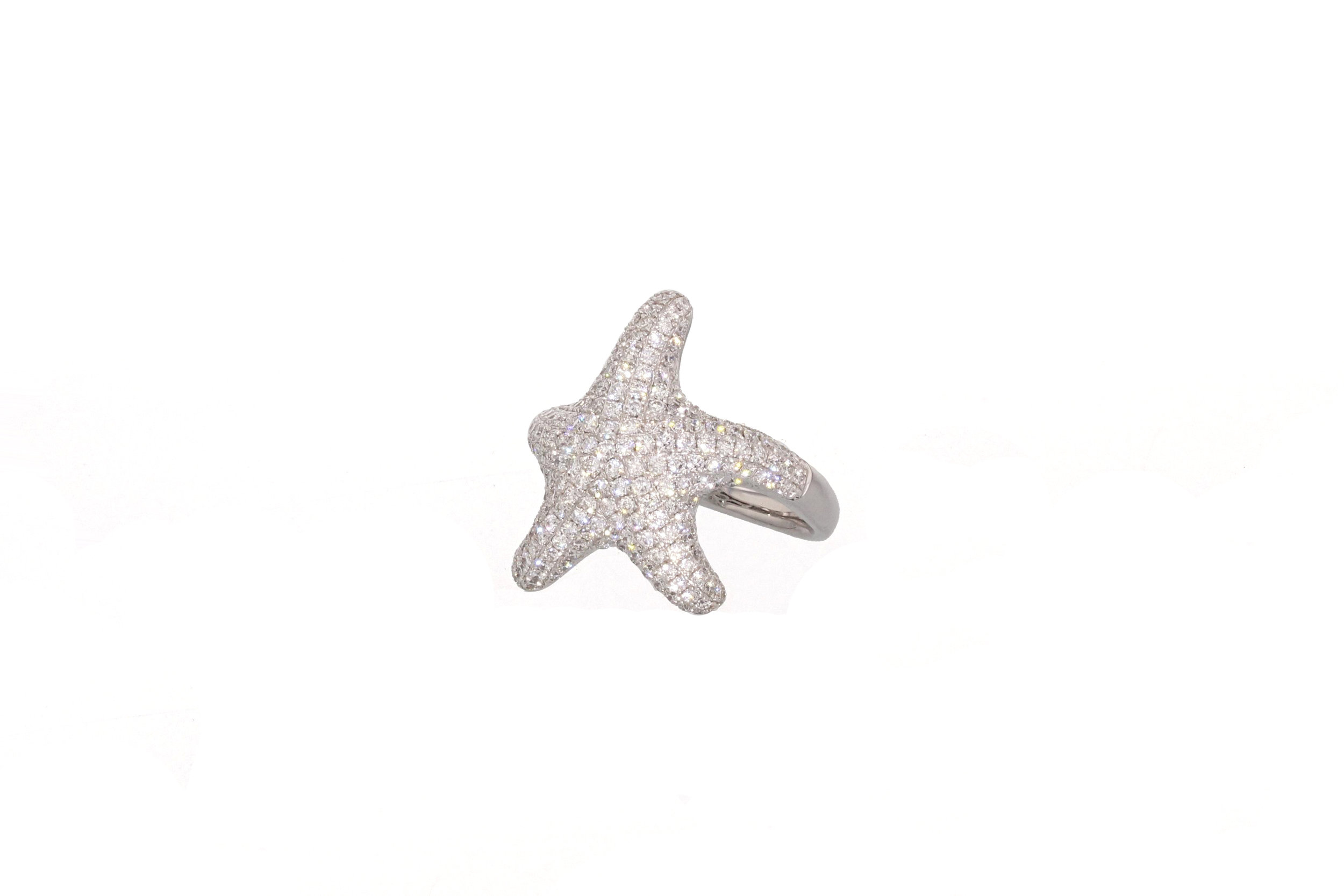18kt White Gold Diamond Pave Starfish Ring 1.31 tcw.&nbsp; $4500