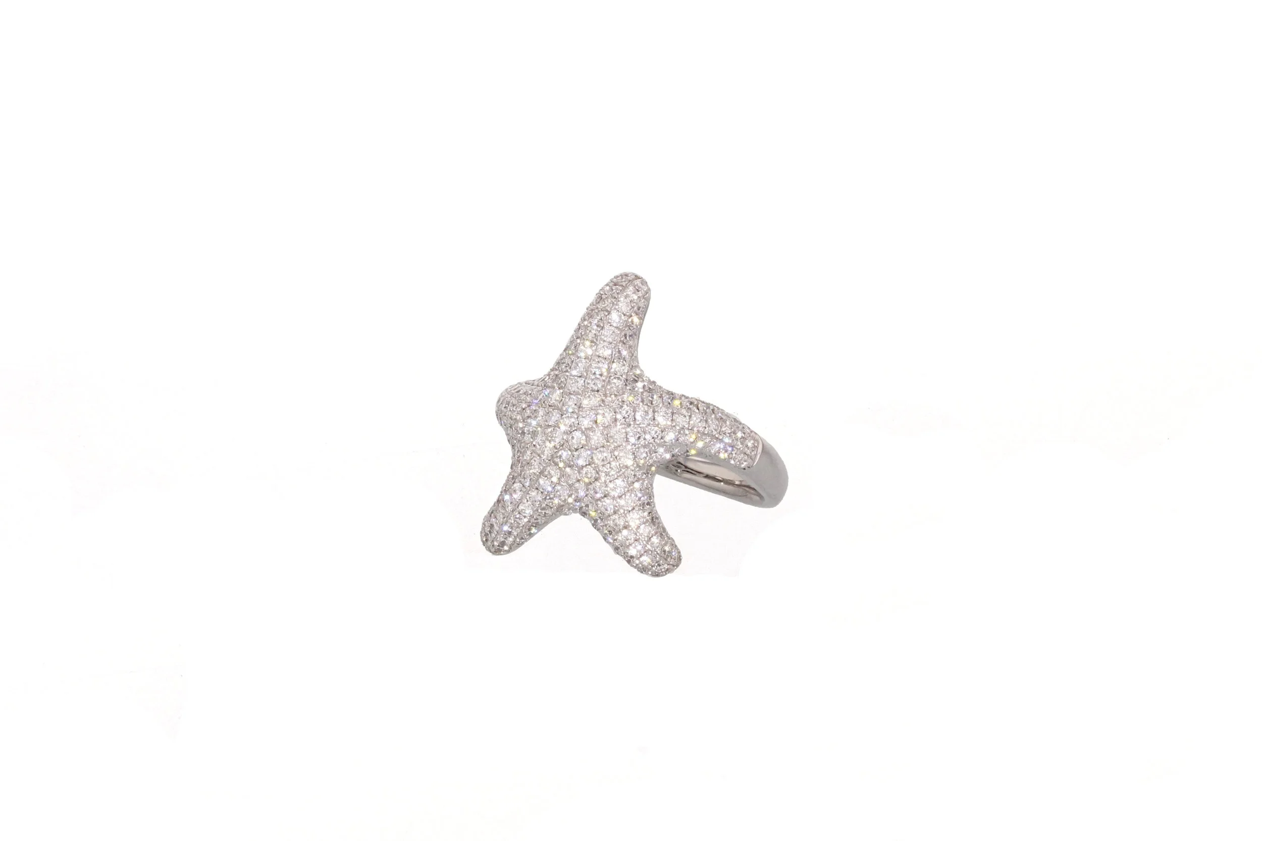 18kt White Gold Diamond Pave Starfish Ring 1.31 tcw. $4500