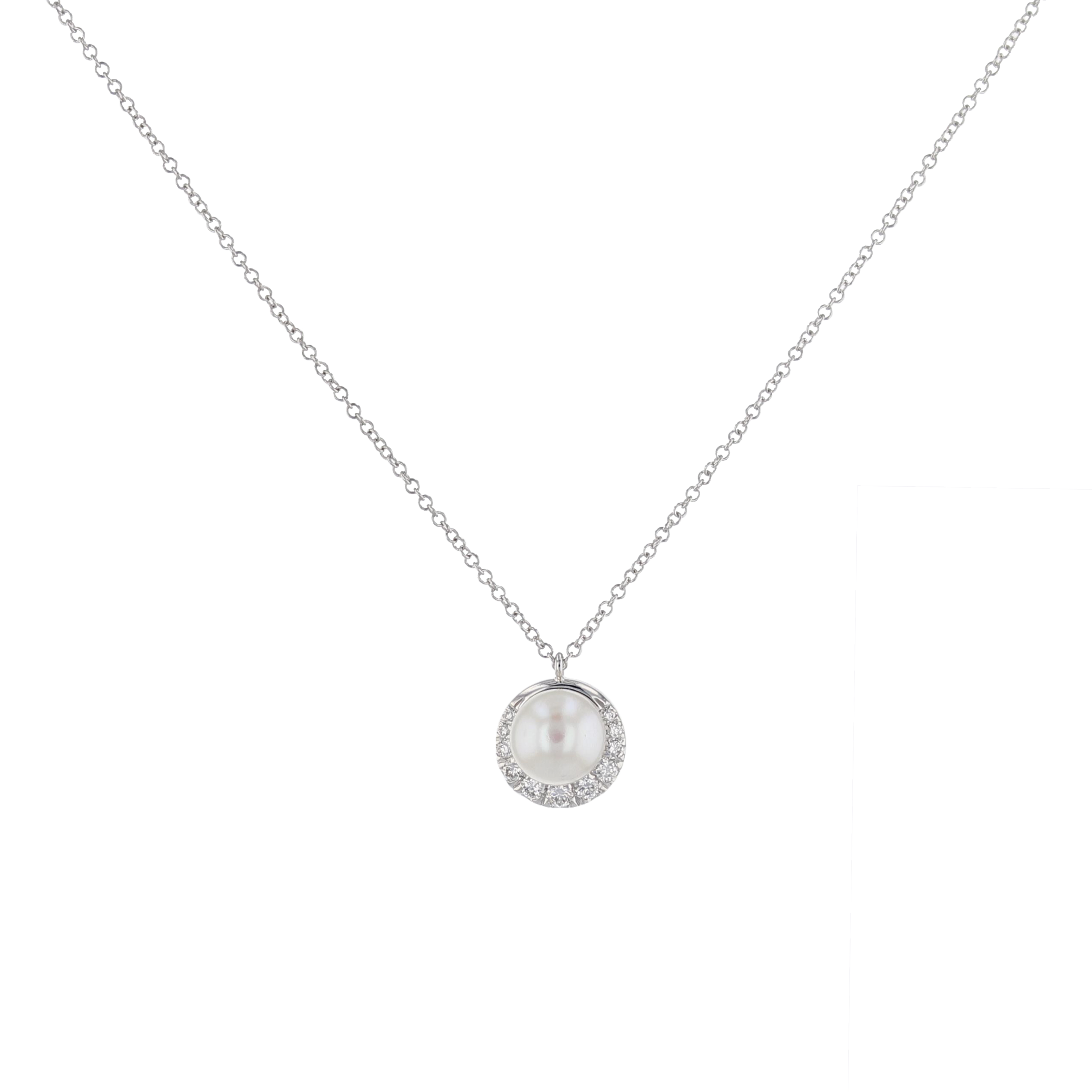 14k w/g Diamond and Pearl pendant. $1295