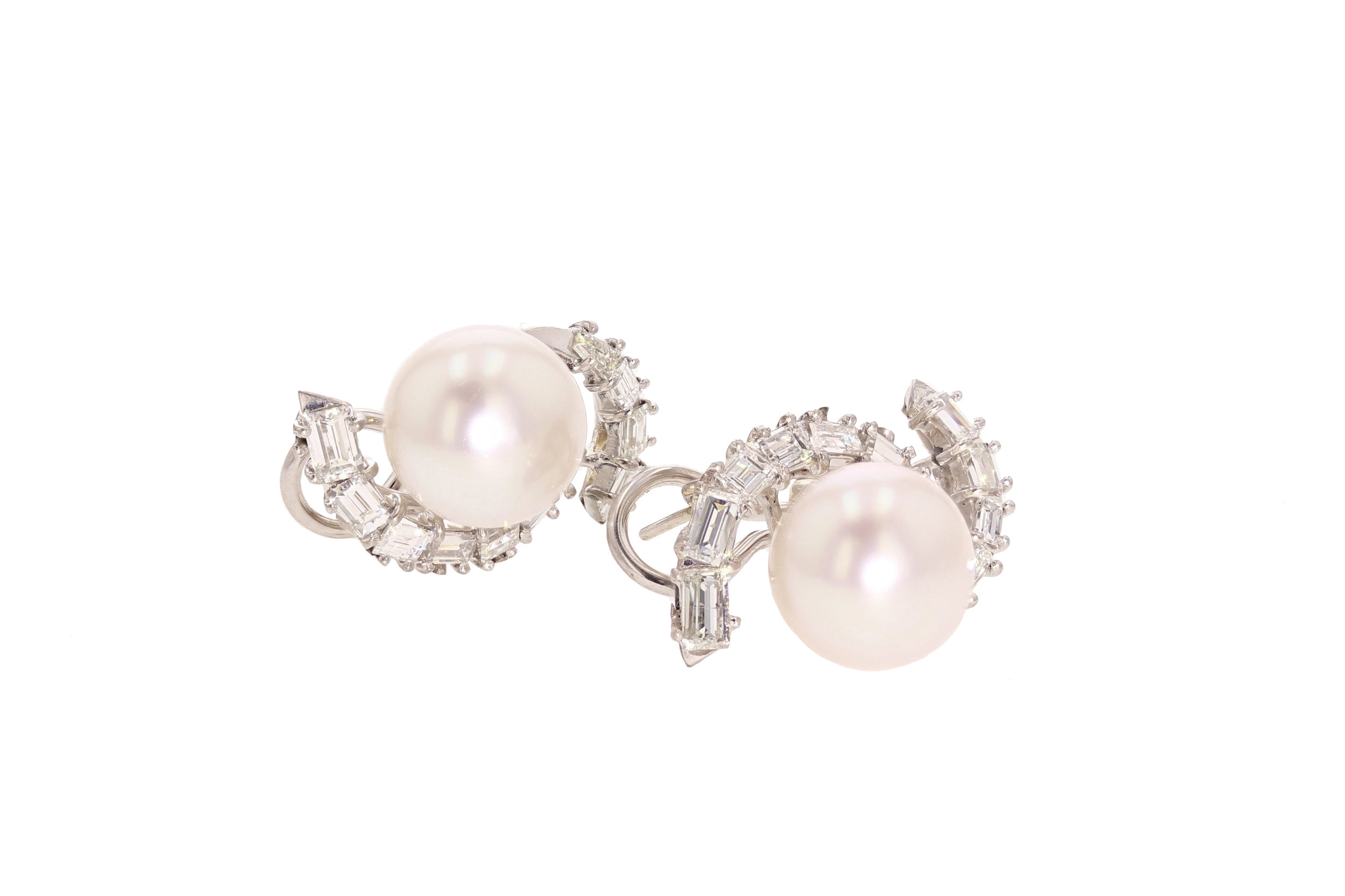 South Sea Pearl &amp; Dia. earrings. $27,000